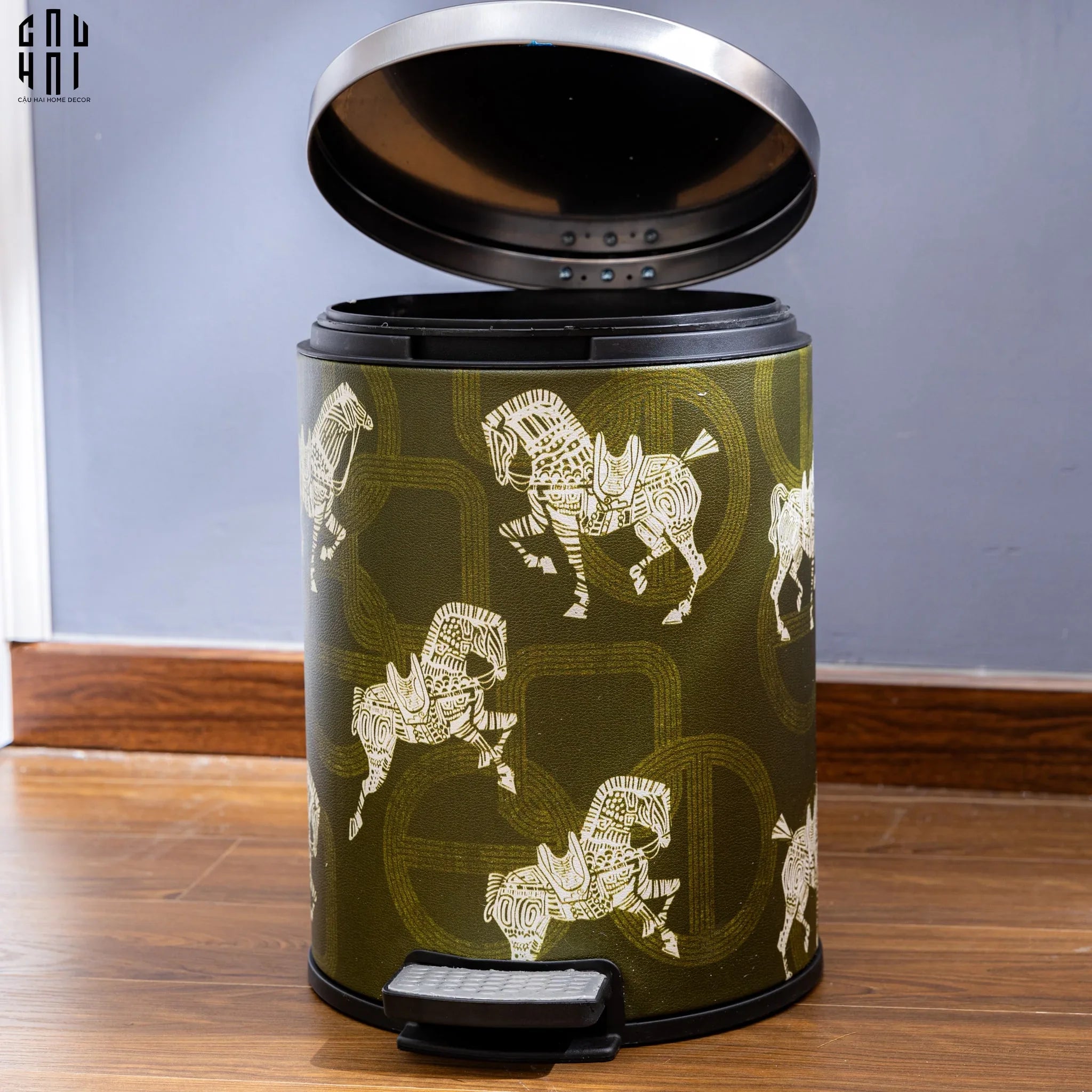 THÙNG RÁC DA WHITE HORSE 14L - GREEN-CẬU HAI HOME DECOR
