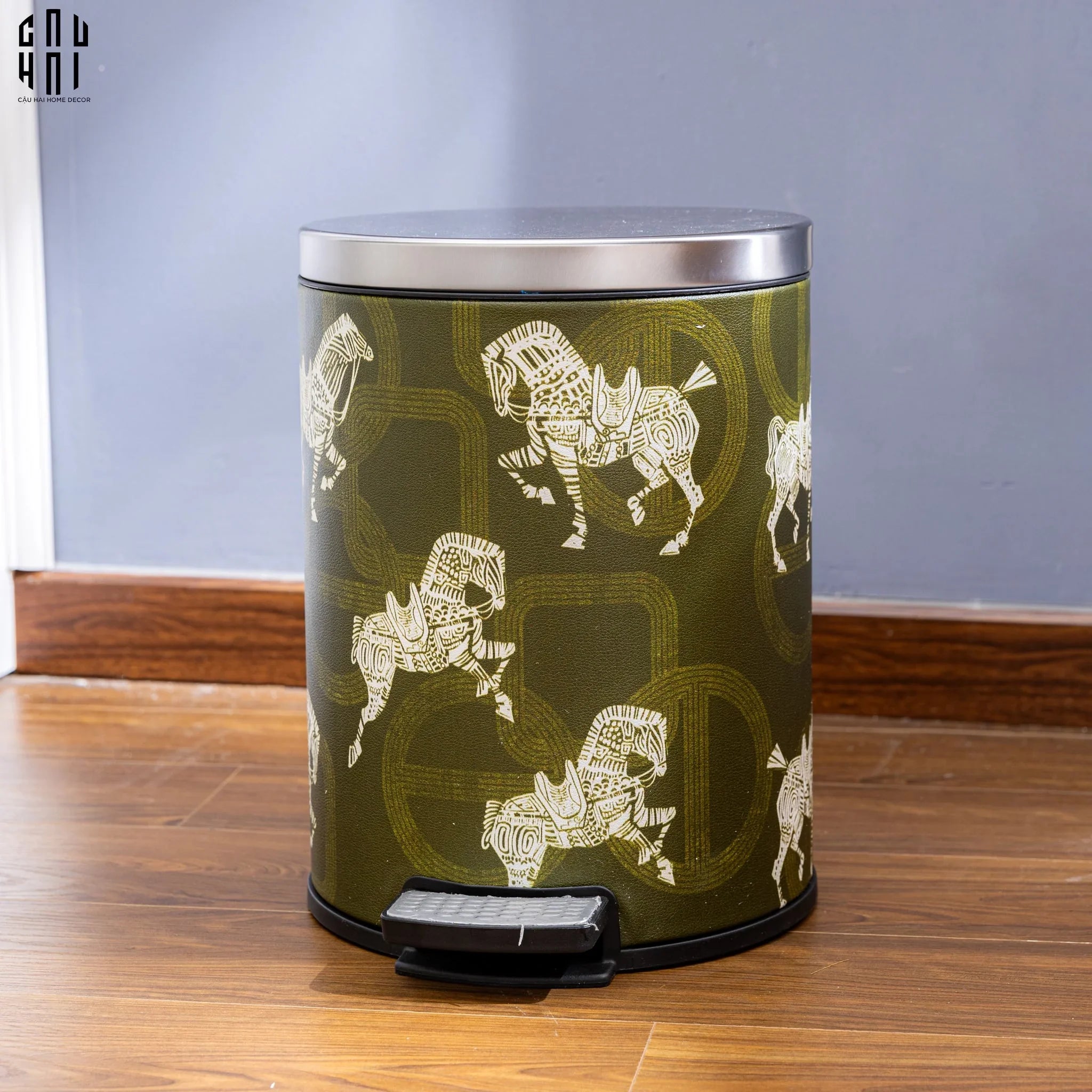 THÙNG RÁC DA WHITE HORSE 14L - GREEN-CẬU HAI HOME DECOR