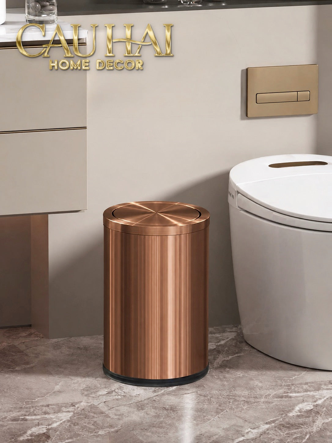 Thùng Rác Inox Monolith Bronze Trash Cans 9L 20x31-Thùng Rác-CẬU HAI HOME DECOR