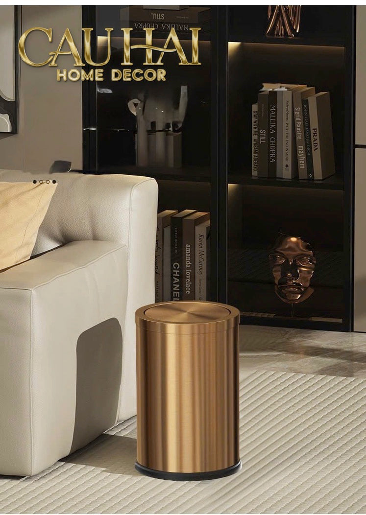 Thùng Rác Inox Monolith Bronze Trash Cans 9L 20x31-Thùng Rác-CẬU HAI HOME DECOR