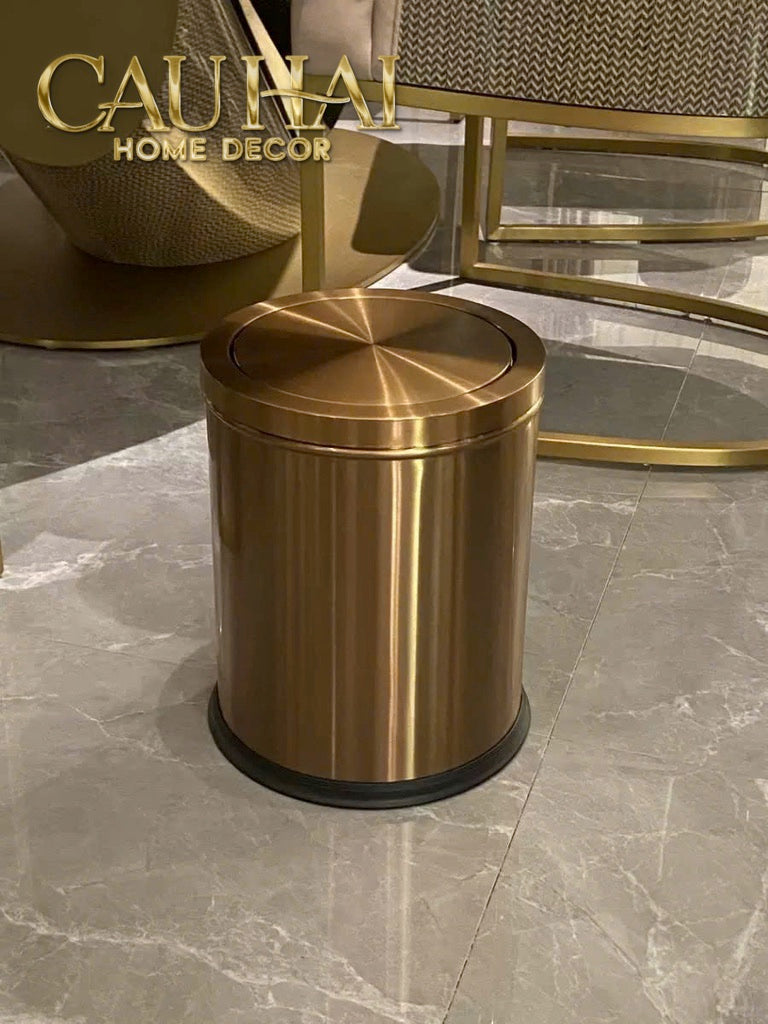 Thùng Rác Inox Monolith Bronze Trash Cans 9L 20x31-Thùng Rác-CẬU HAI HOME DECOR