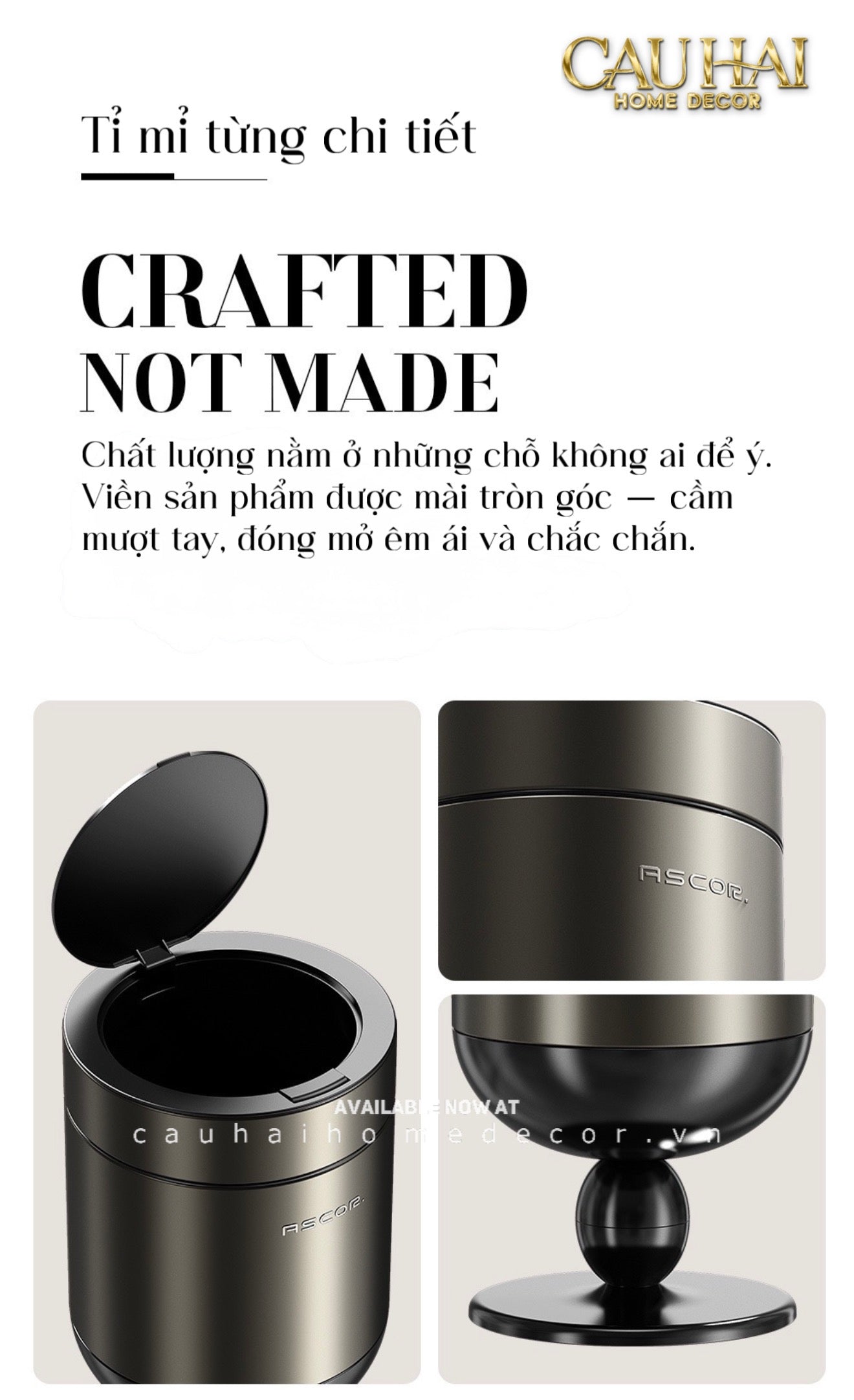 Thùng Rác Titanium Goblet Stainless Steel Modernist Trash Cans 20L 25x54-CẬU HAI HOME DECOR