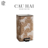 THÙNG RÁC VUÔNG CAO CẤP BỌC DA WHITE HORSE 15L-CẬU HAI HOME DECOR