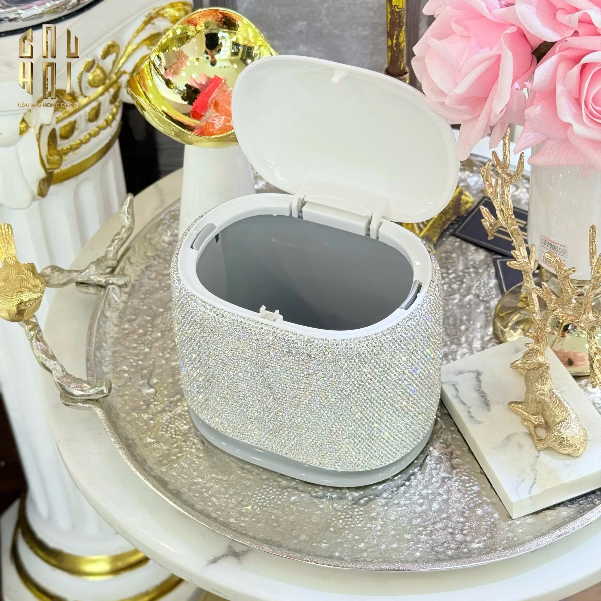 THÙNG RÁC VUÔNG DIAMOND FANTASY BLING BLING-CẬU HAI HOME DECOR