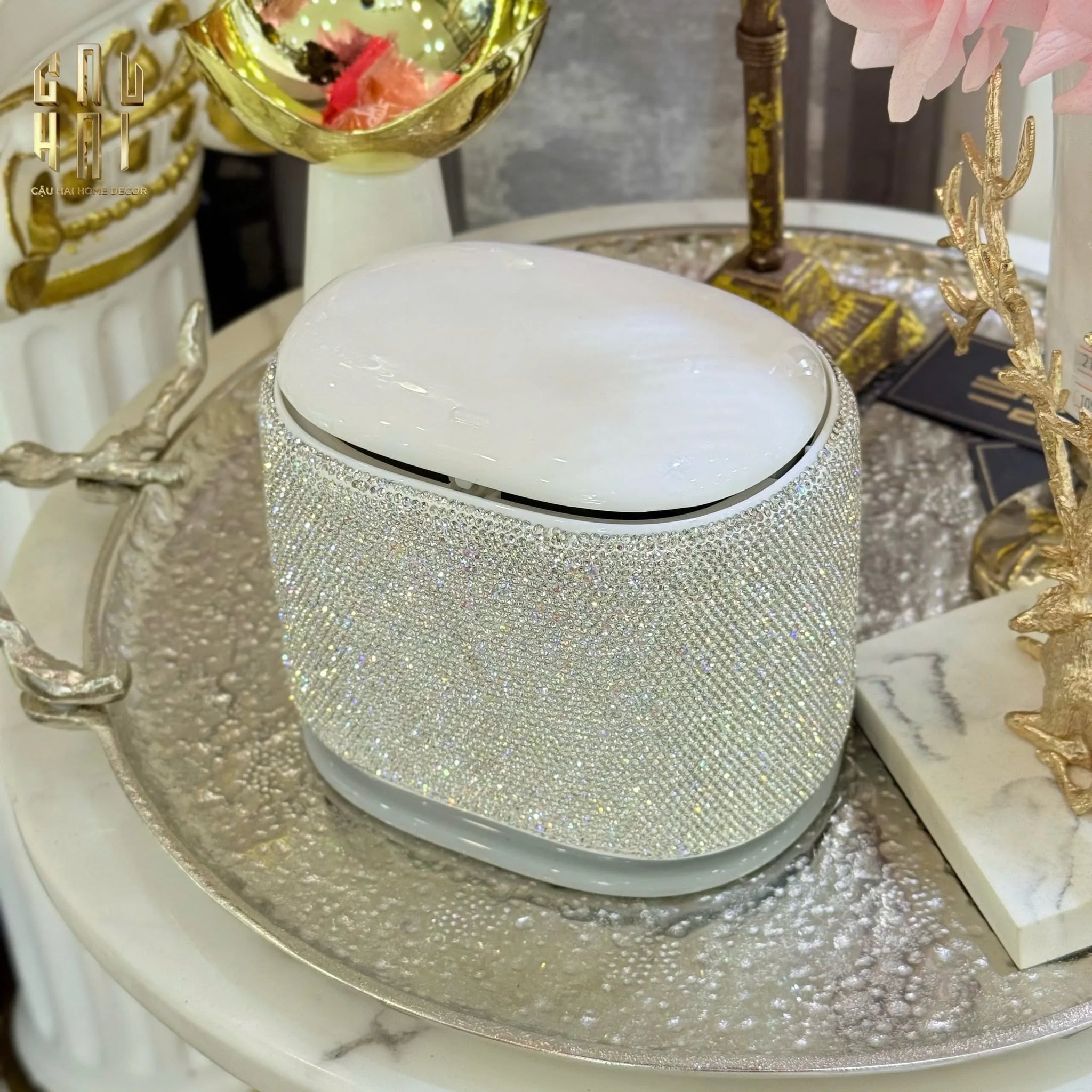 THÙNG RÁC VUÔNG DIAMOND FANTASY BLING BLING-CẬU HAI HOME DECOR
