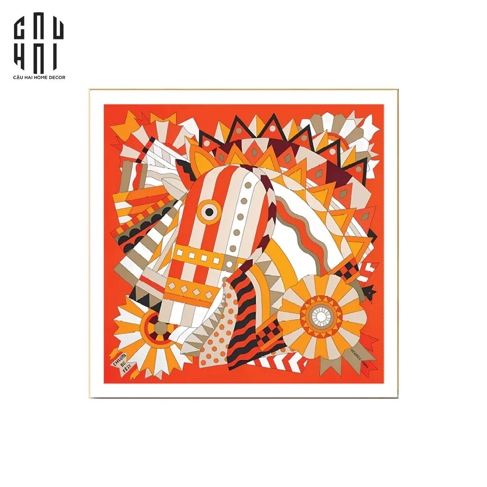 TRANH CANVAS ABSTRACT HORSE 90X90CM-CẬU HAI HOME DECOR
