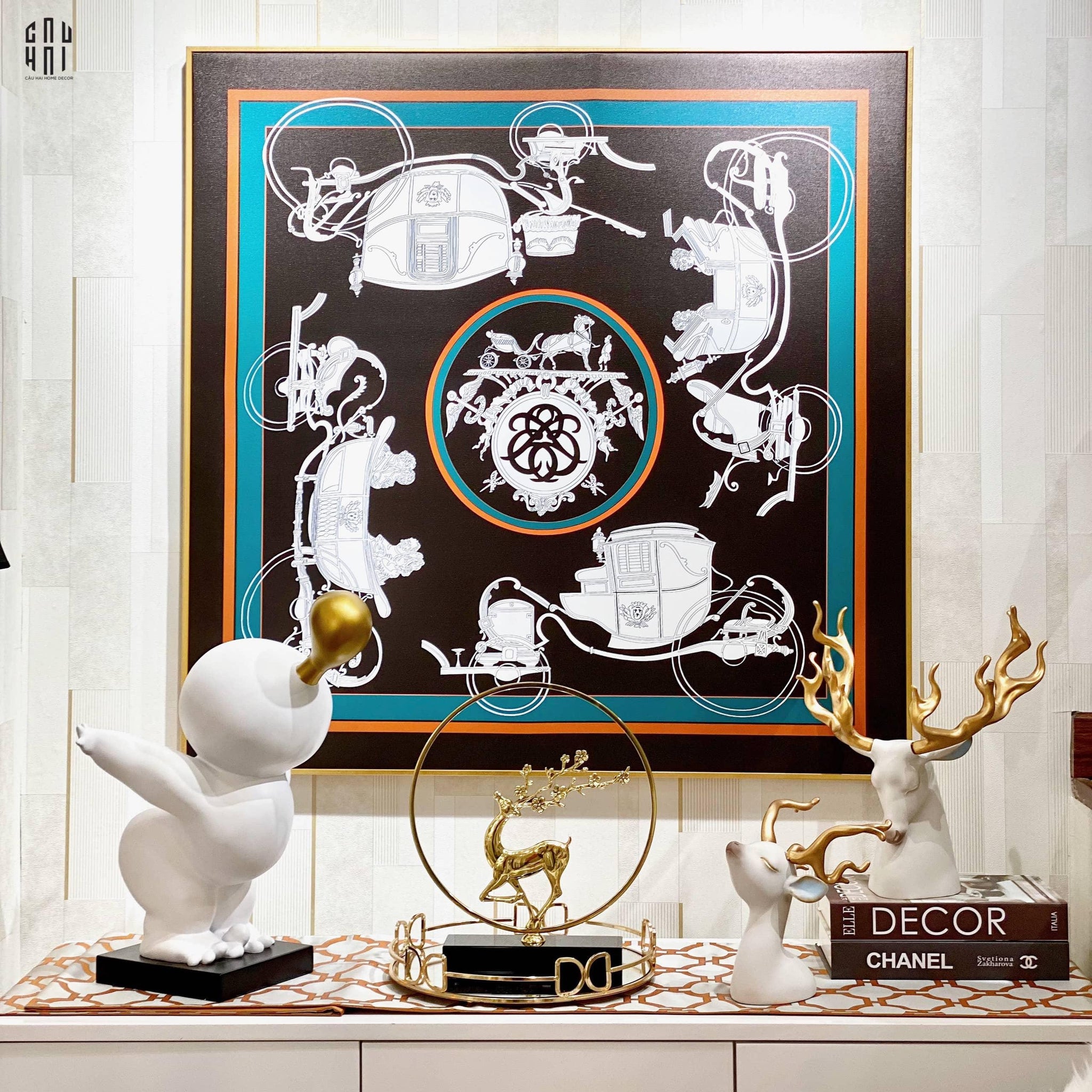 TRANH CANVAS BLACK & WHITE RICKSHAW 90X90CM-CẬU HAI HOME DECOR