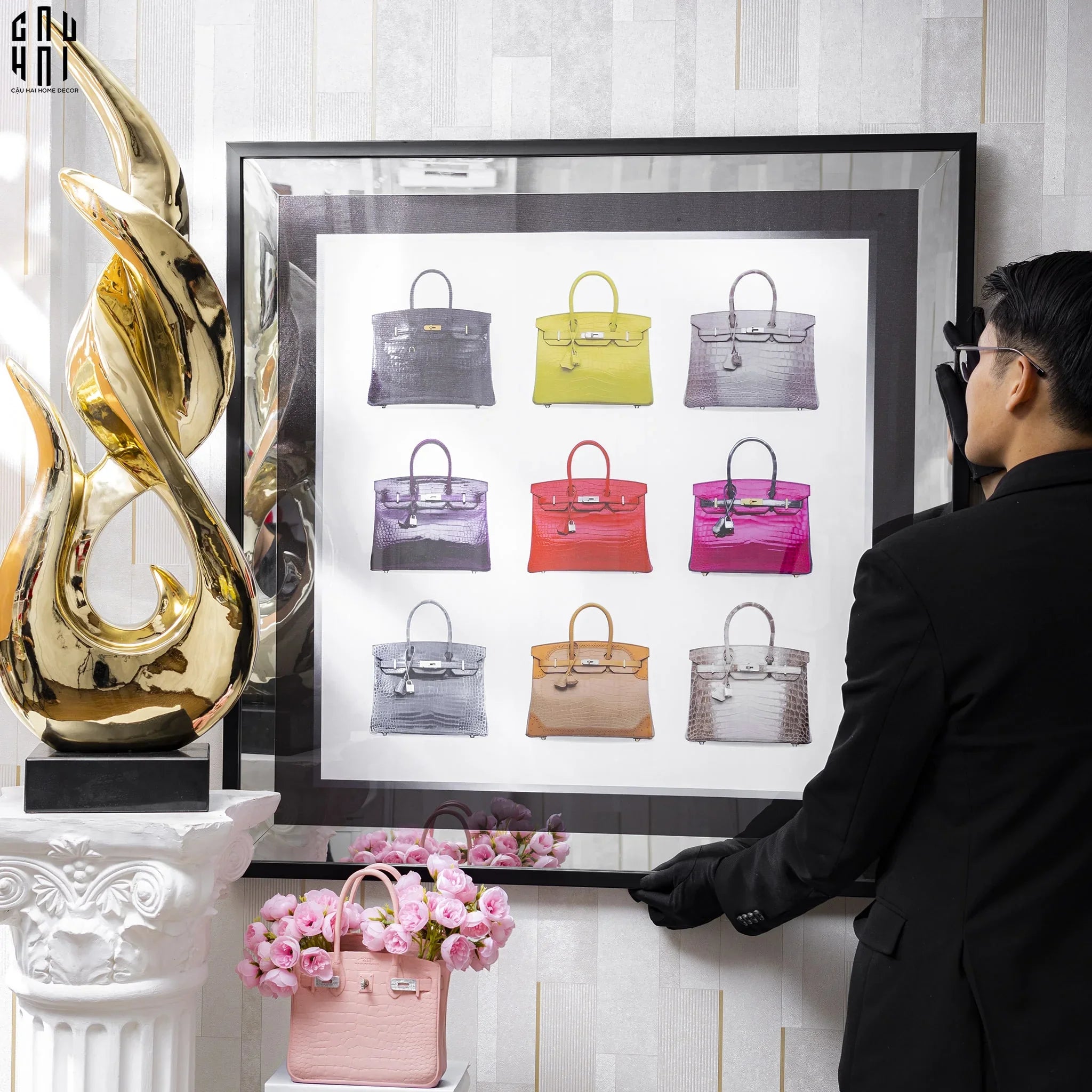 TRANH CANVAS CAO CẤP H BIRKIN CROCODILE LUXRY 90X90CM-CẬU HAI HOME DECOR