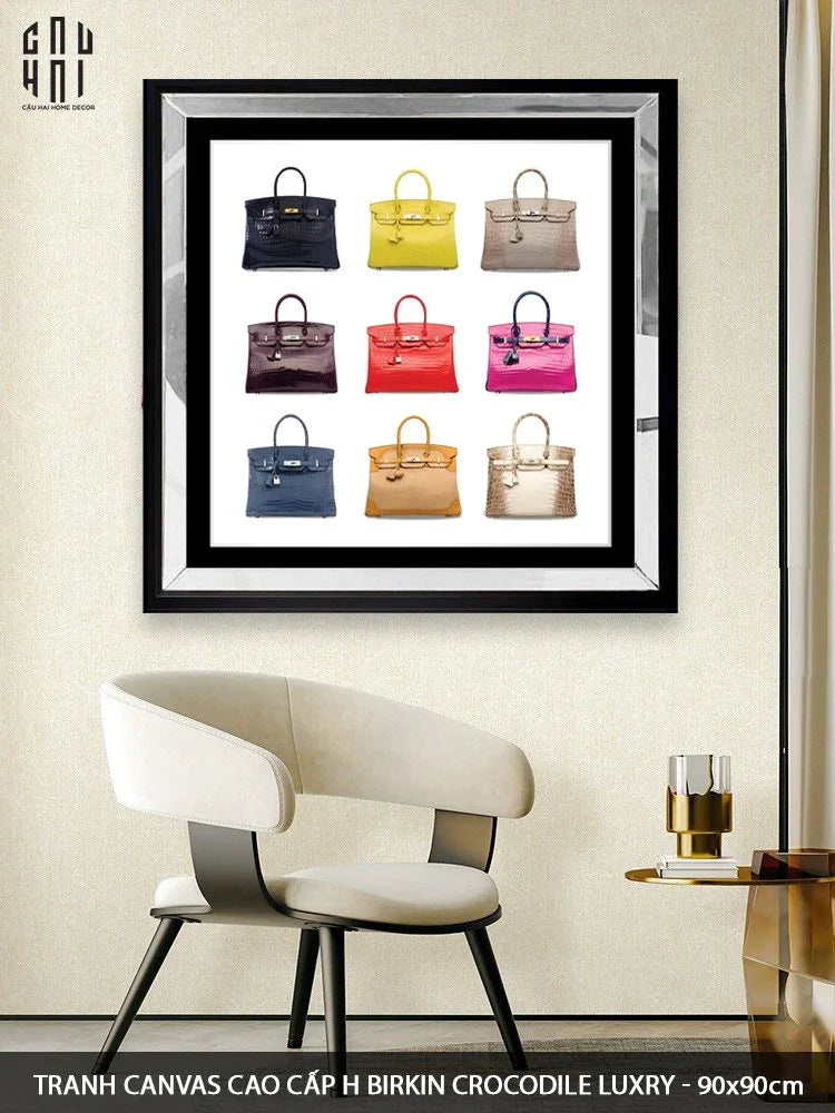 TRANH CANVAS CAO CẤP H BIRKIN CROCODILE LUXRY 90X90CM-CẬU HAI HOME DECOR