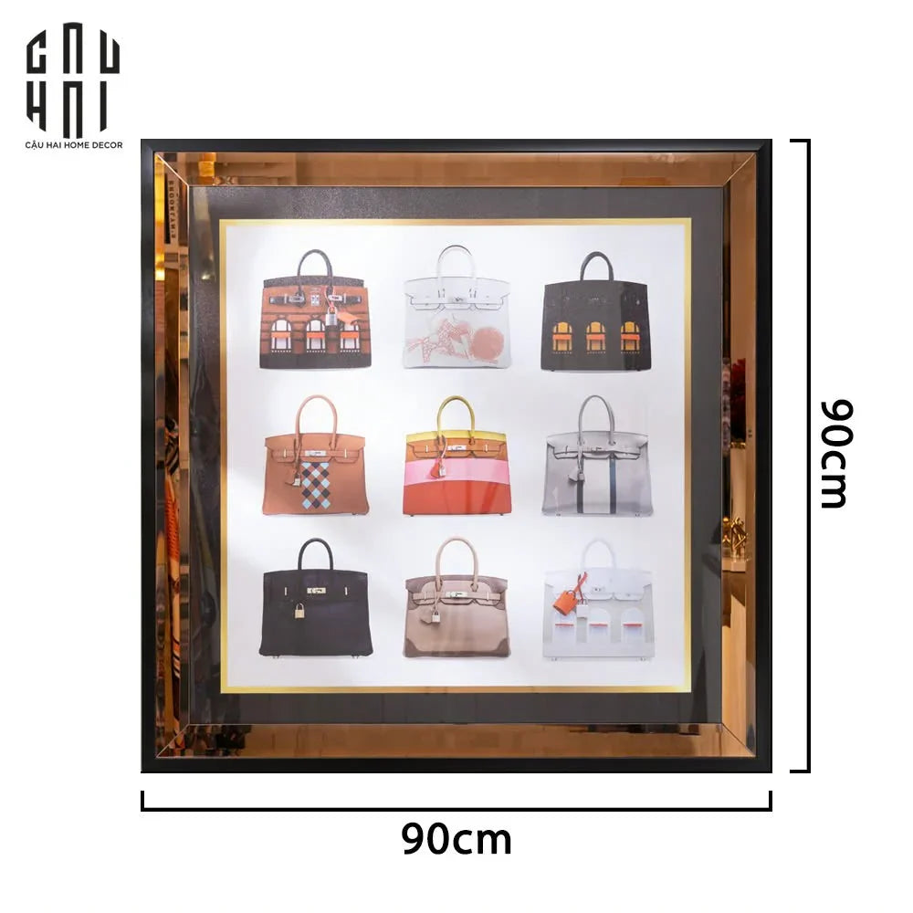 TRANH CANVAS CAO CẤP H BIRKIN LIMITED LUXURY 90X90CM - PHIÊN BẢN VIỀN ỐP GƯƠNG-CẬU HAI HOME DECOR
