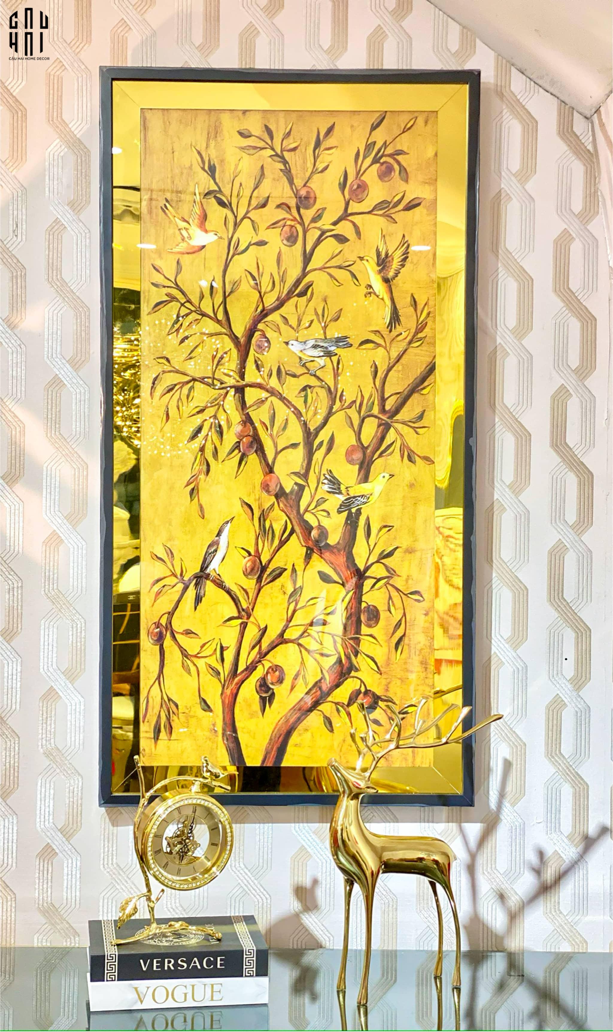 TRANH CANVAS CHANT DE CANARI 60X120CM - VIỀN GỖ CÓ KÍNH-CẬU HAI HOME DECOR