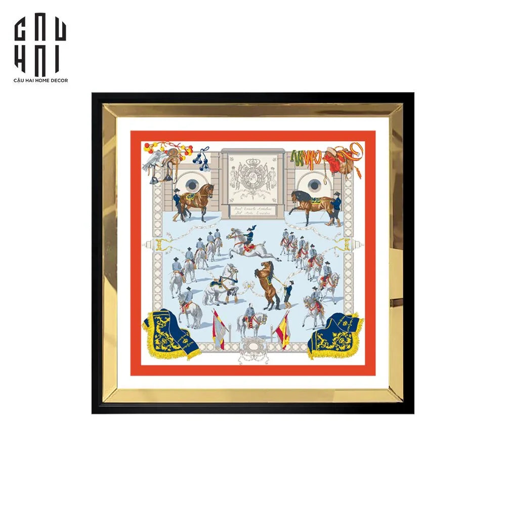 TRANH CANVAS CHEVAL DE FESTIVAL 94X94CM - VIỀN GỖ CÓ KÍNH-CẬU HAI HOME DECOR
