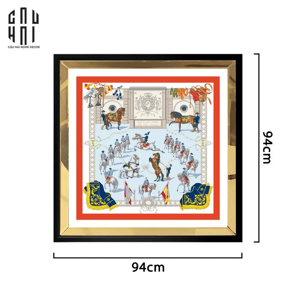 TRANH CANVAS CHEVAL DE FESTIVAL 94X94CM - VIỀN GỖ CÓ KÍNH-CẬU HAI HOME DECOR
