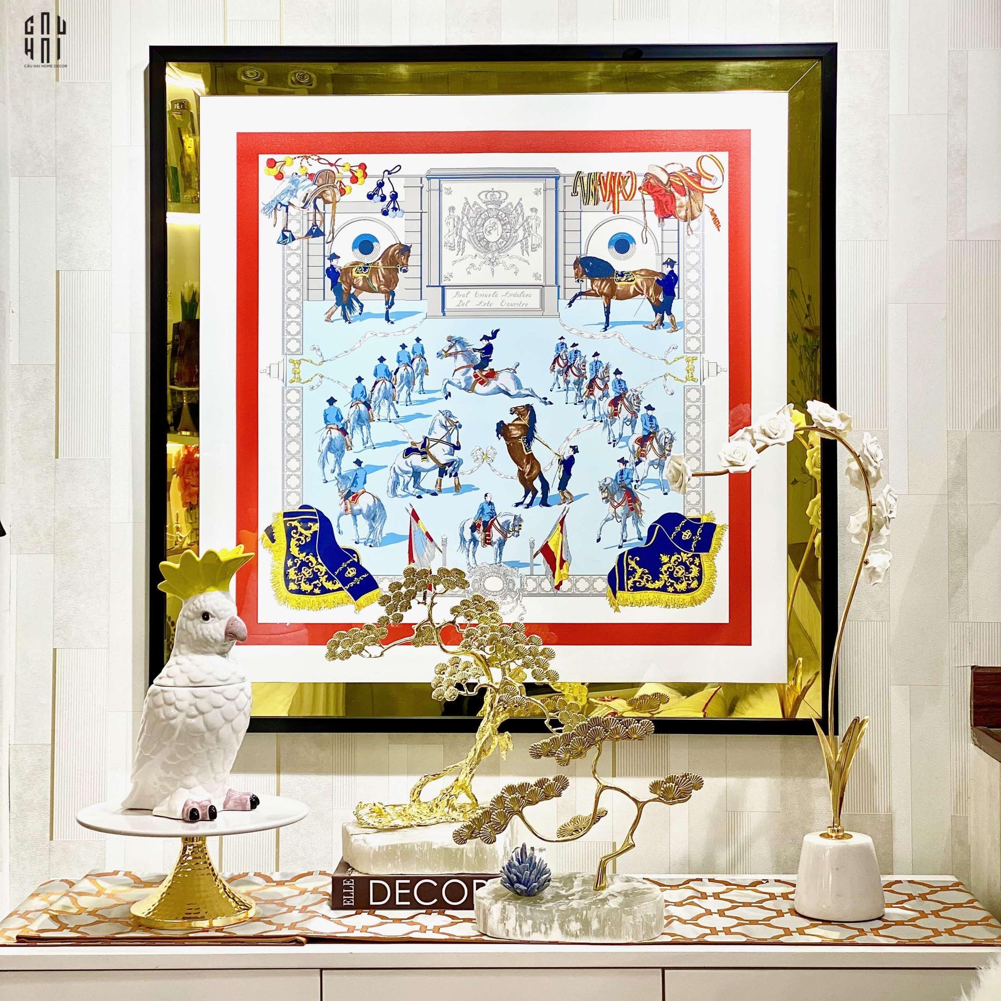 TRANH CANVAS CHEVAL DE FESTIVAL 94X94CM - VIỀN GỖ CÓ KÍNH-CẬU HAI HOME DECOR