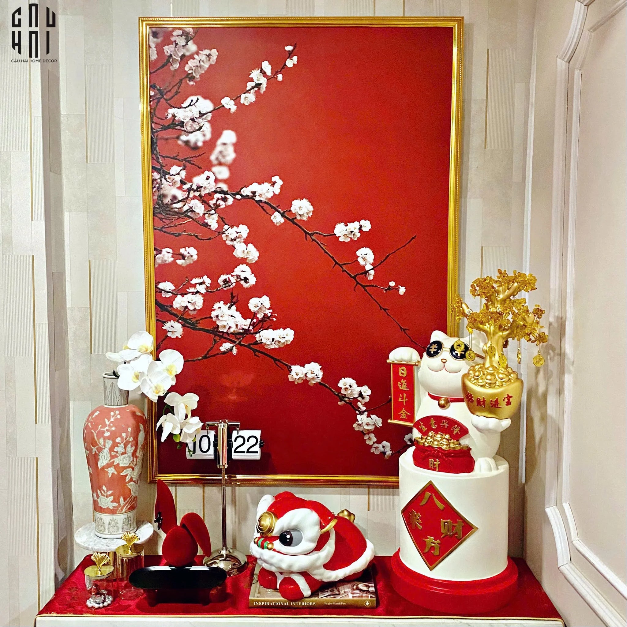 TRANH CANVAS ĐÀO THẮM XUÂN QUÝ 80X120CM-CẬU HAI HOME DECOR