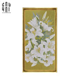 TRANH CANVAS HOA LY TRẮNG 70X130 CM - KHUNG CỔ ĐIỂN - WHITE LILY 70X130 CM-CẬU HAI HOME DECOR