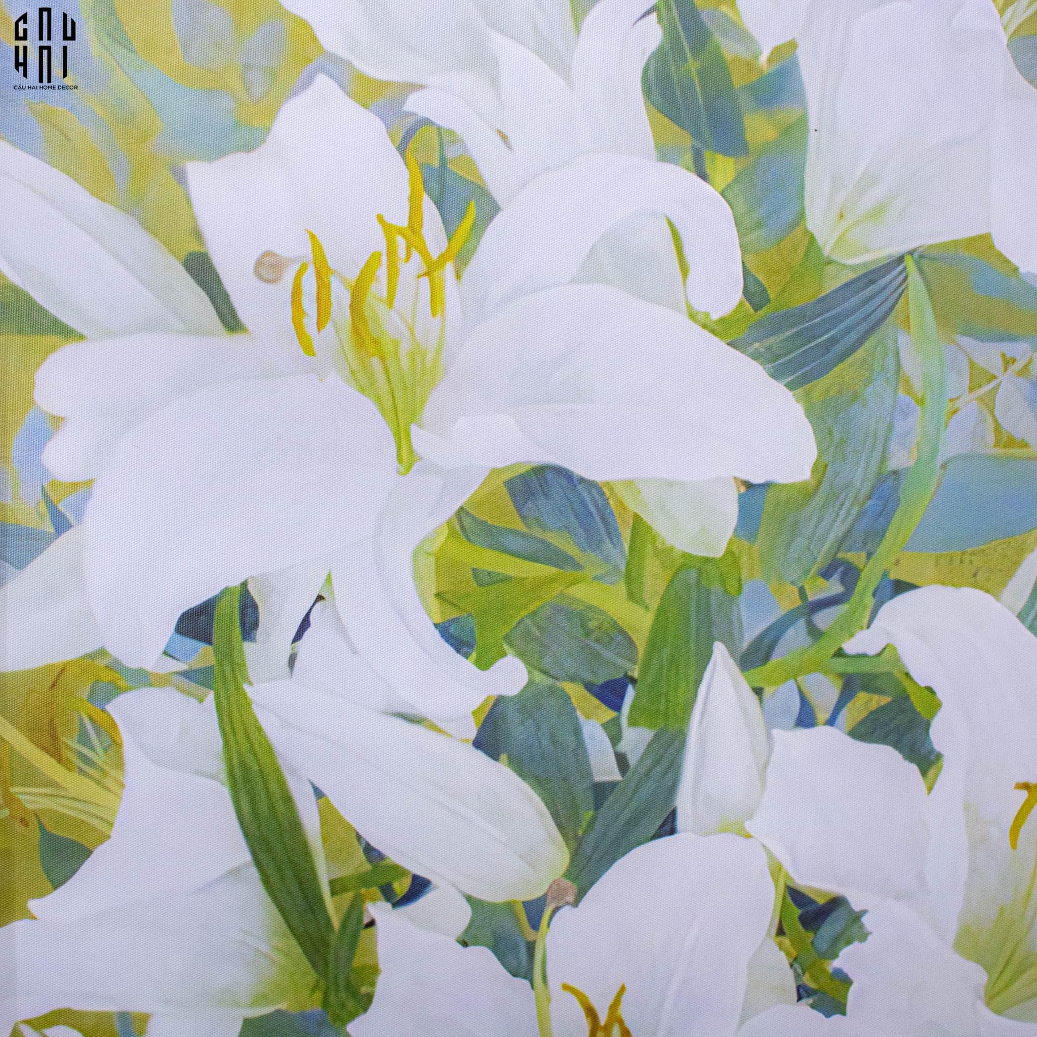 TRANH CANVAS HOA LY TRẮNG 70X130 CM - KHUNG CỔ ĐIỂN - WHITE LILY 70X130 CM-CẬU HAI HOME DECOR