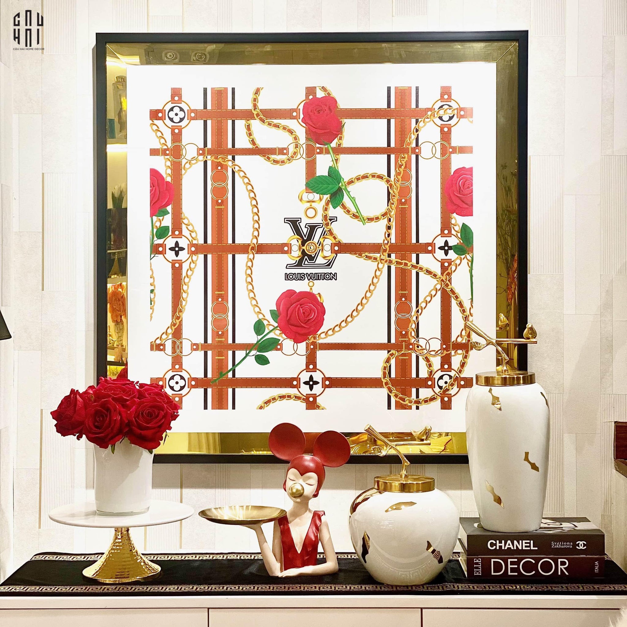 TRANH CANVAS LORIUS 94X94CM - VIỀN GỖ CÓ KÍNH-CẬU HAI HOME DECOR