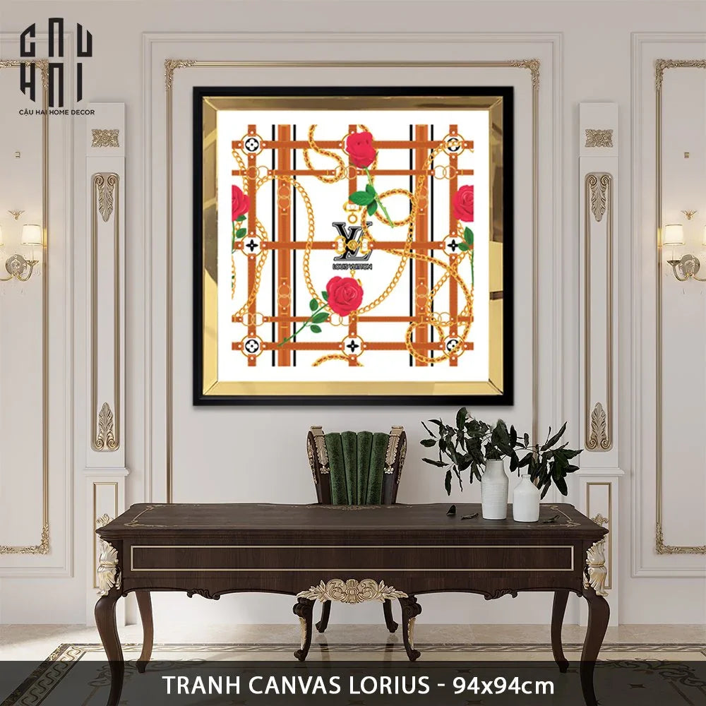 TRANH CANVAS LORIUS 94X94CM - VIỀN GỖ CÓ KÍNH-CẬU HAI HOME DECOR