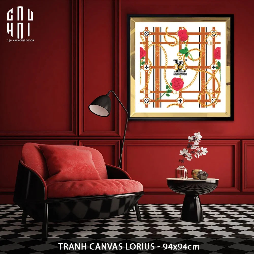TRANH CANVAS LORIUS 94X94CM - VIỀN GỖ CÓ KÍNH-CẬU HAI HOME DECOR