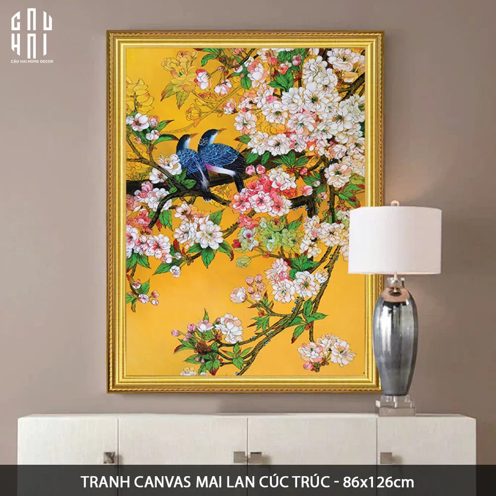 TRANH CANVAS MAI LAN CÚC TRÚC 80X120CM-CẬU HAI HOME DECOR