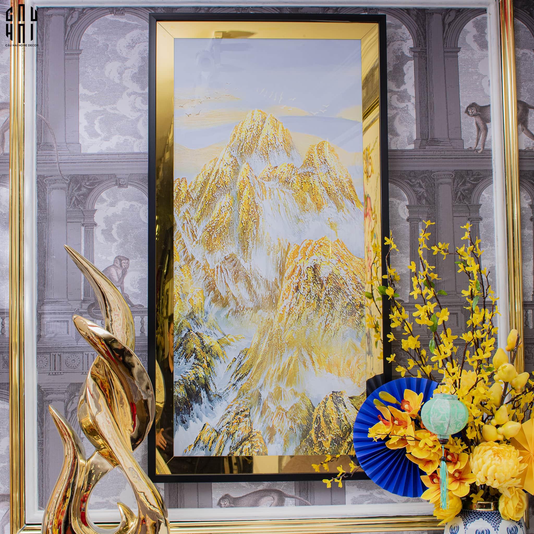 TRANH CANVAS NÚI NON HÙNG VĨ - VIỀN GỖ CÓ KÍNH- GORGEOUS MOUNTAINS 60X120CM-CẬU HAI HOME DECOR