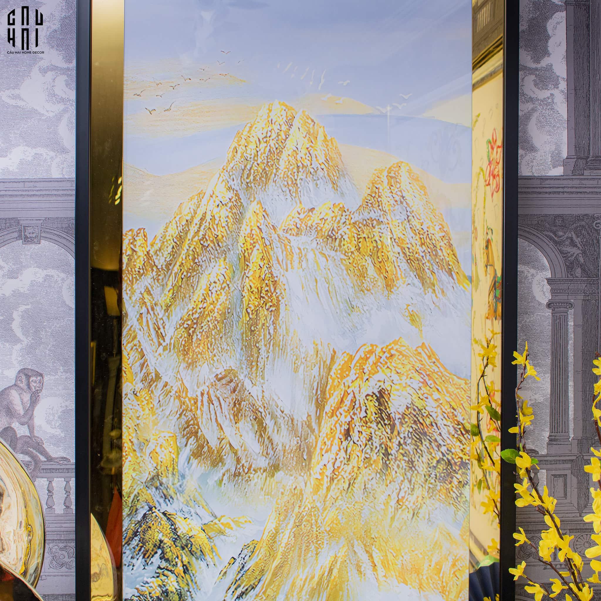 TRANH CANVAS NÚI NON HÙNG VĨ - VIỀN GỖ CÓ KÍNH- GORGEOUS MOUNTAINS 60X120CM-CẬU HAI HOME DECOR