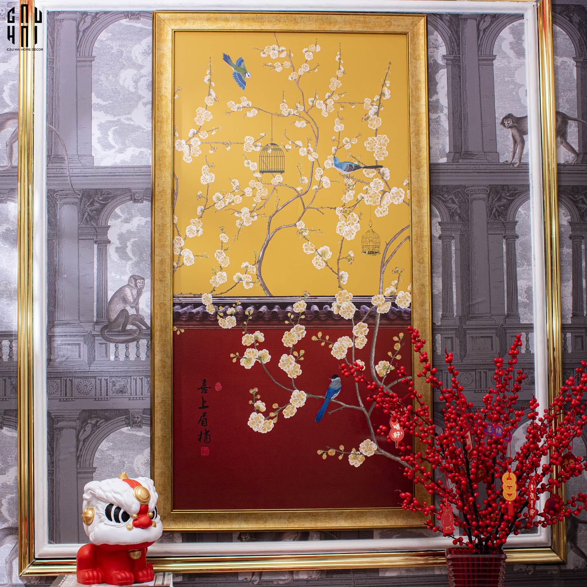 TRANH CANVAS SPRING CANARI 70X130CM - KHUNG CỔ ĐIỂN-CẬU HAI HOME DECOR