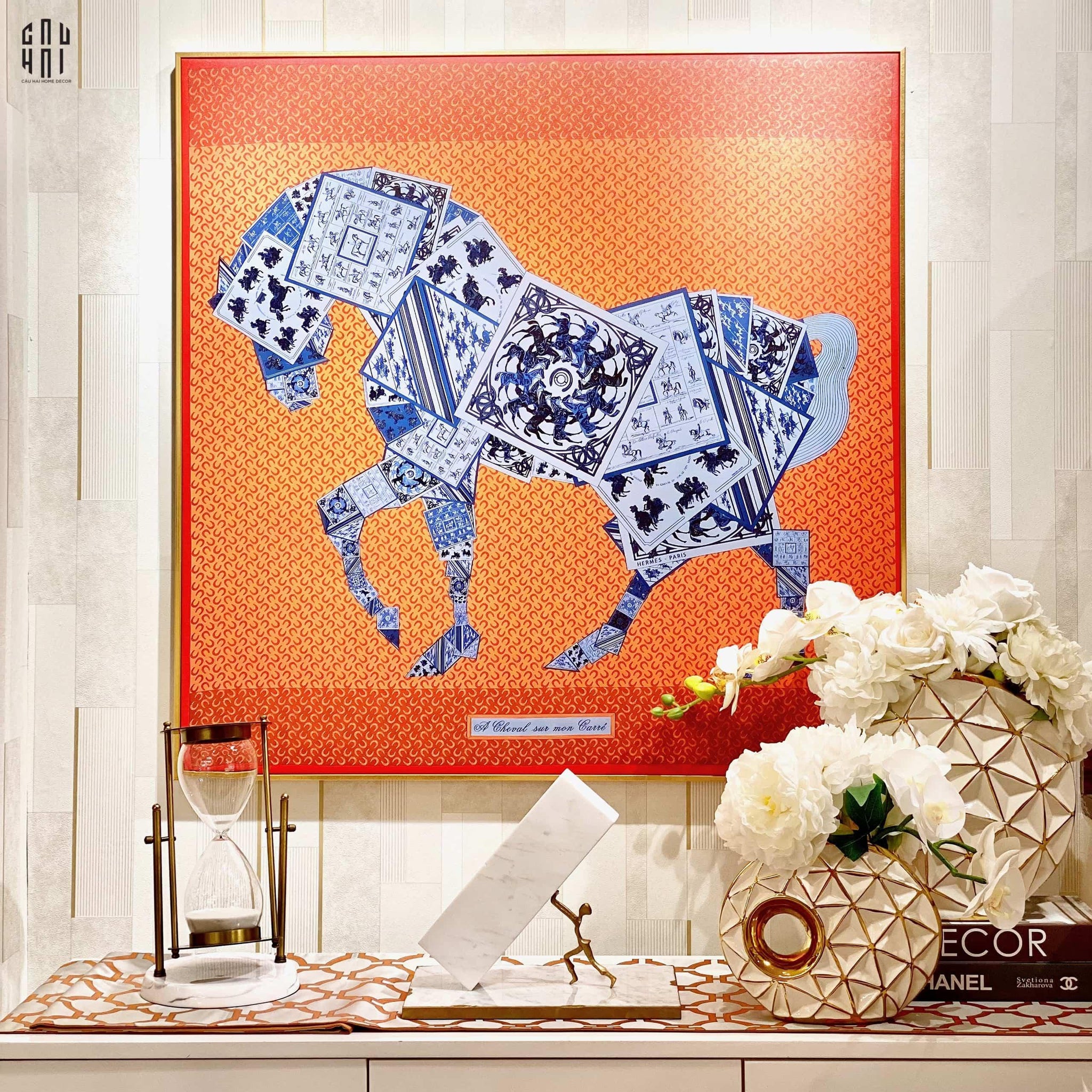 TRANH CANVAS SUPER SHINING ORANGE CHEVAL 90X90CM - KHUNG MỎNG-CẬU HAI HOME DECOR
