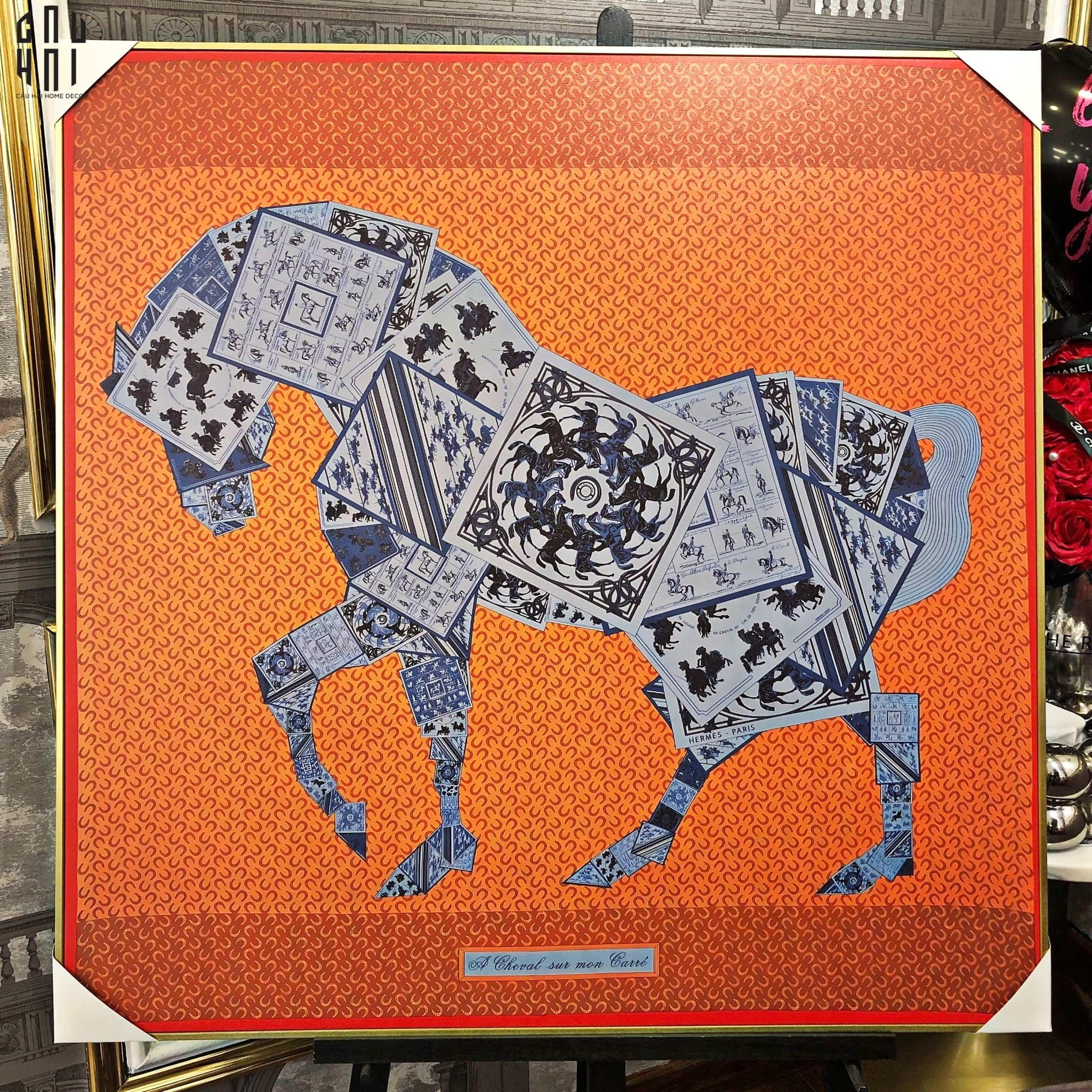 TRANH CANVAS SUPER SHINING ORANGE CHEVAL 90X90CM - KHUNG MỎNG-CẬU HAI HOME DECOR