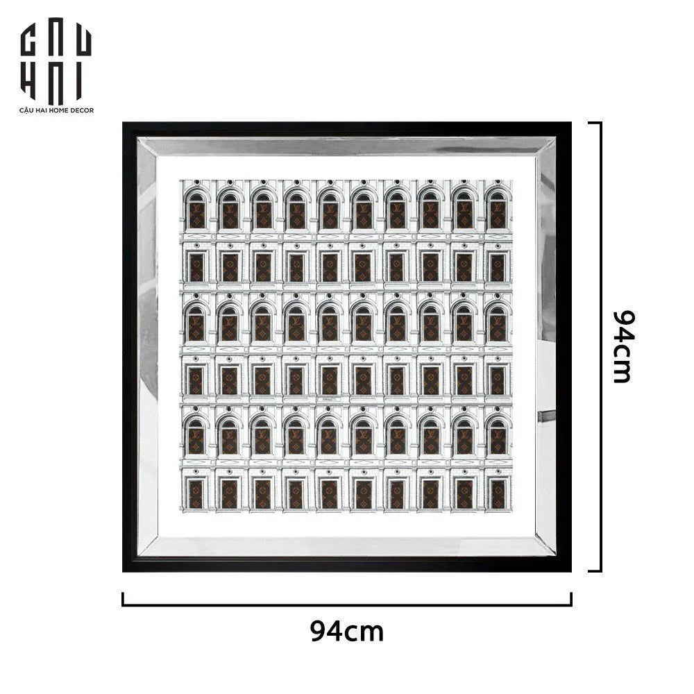 TRANH CANVAS SUPER SILVER MULTI DOORS 94X94CM - KHUNG GỖ VIỀN KÍNH-CẬU HAI HOME DECOR