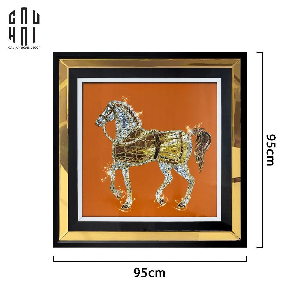 TRANH CANVAS TREO TƯỜNG H CHEVAL BLING BLING 95X95CM - KHUNG GỖ CÓ KÍNH-CẬU HAI HOME DECOR