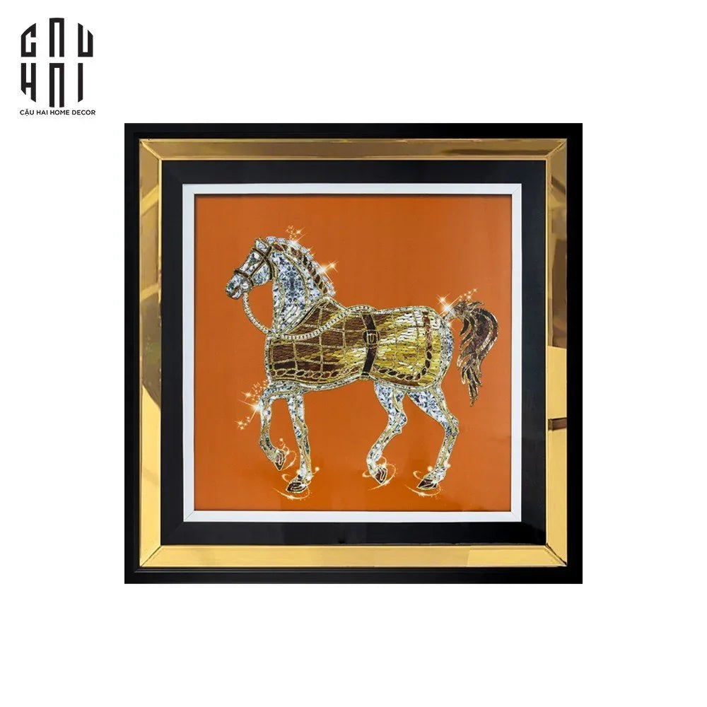 TRANH CANVAS TREO TƯỜNG H CHEVAL BLING BLING 95X95CM - KHUNG GỖ CÓ KÍNH-CẬU HAI HOME DECOR