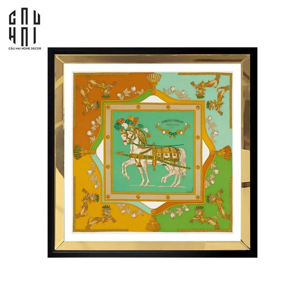 TRANH CANVAS TWIN COURSIER 1M1X1M1 CM - VIỀN GỖ CÓ KÍNH-CẬU HAI HOME DECOR