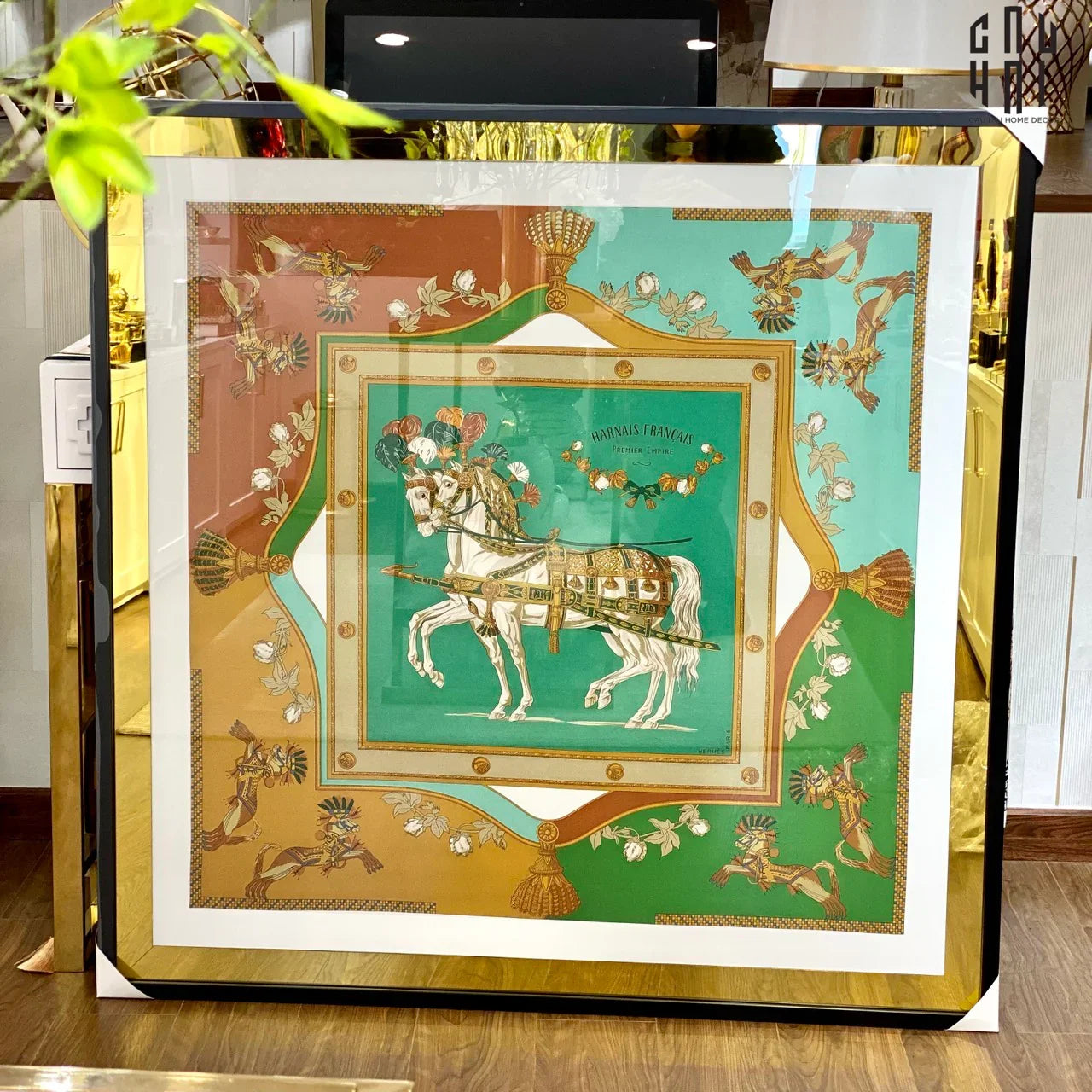 TRANH CANVAS TWIN COURSIER 1M1X1M1 CM - VIỀN GỖ CÓ KÍNH-CẬU HAI HOME DECOR