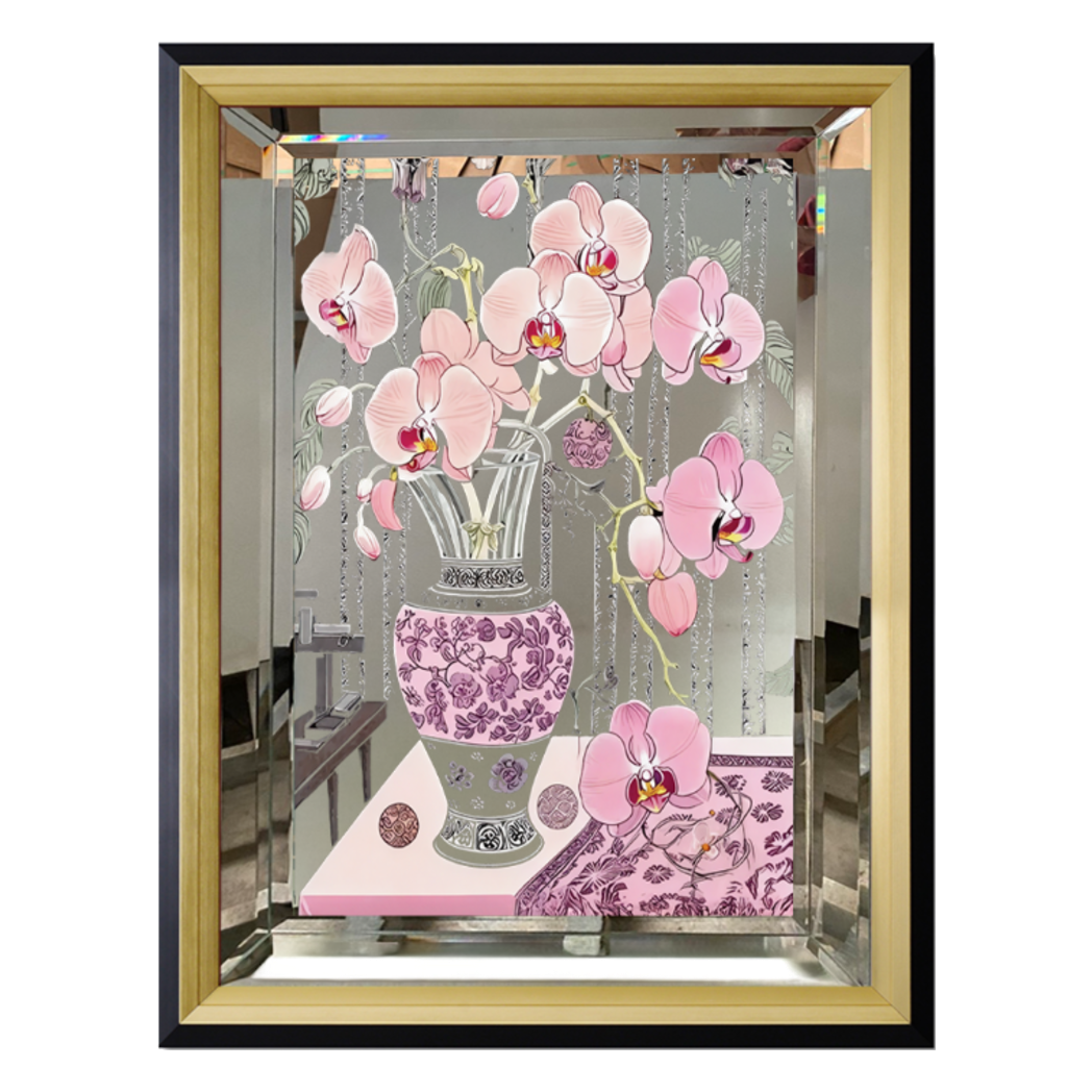 Tranh Gương UV Gen5 Flora De Fortune Fleur Romance 108x108 - Cậu Hai Home Decor