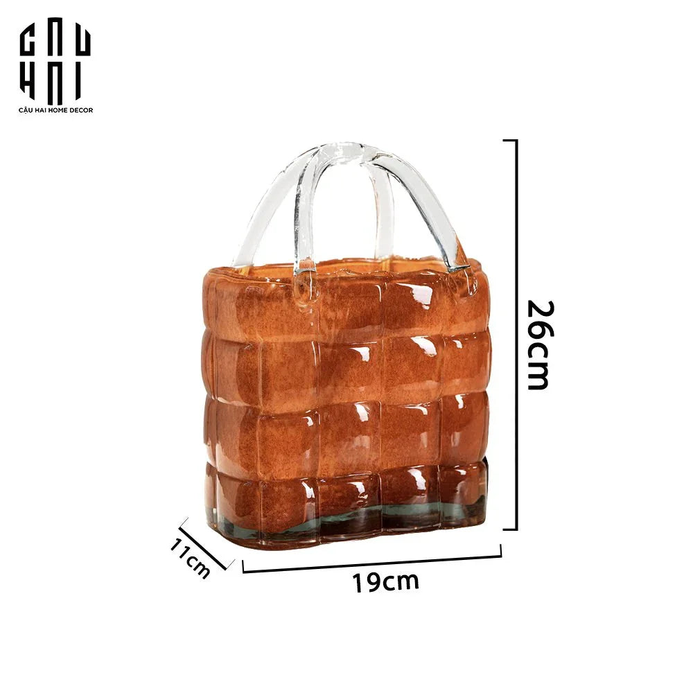 TÚI CẮM HOA THUỶ TINH LADY D.O - BROWN-CẬU HAI HOME DECOR