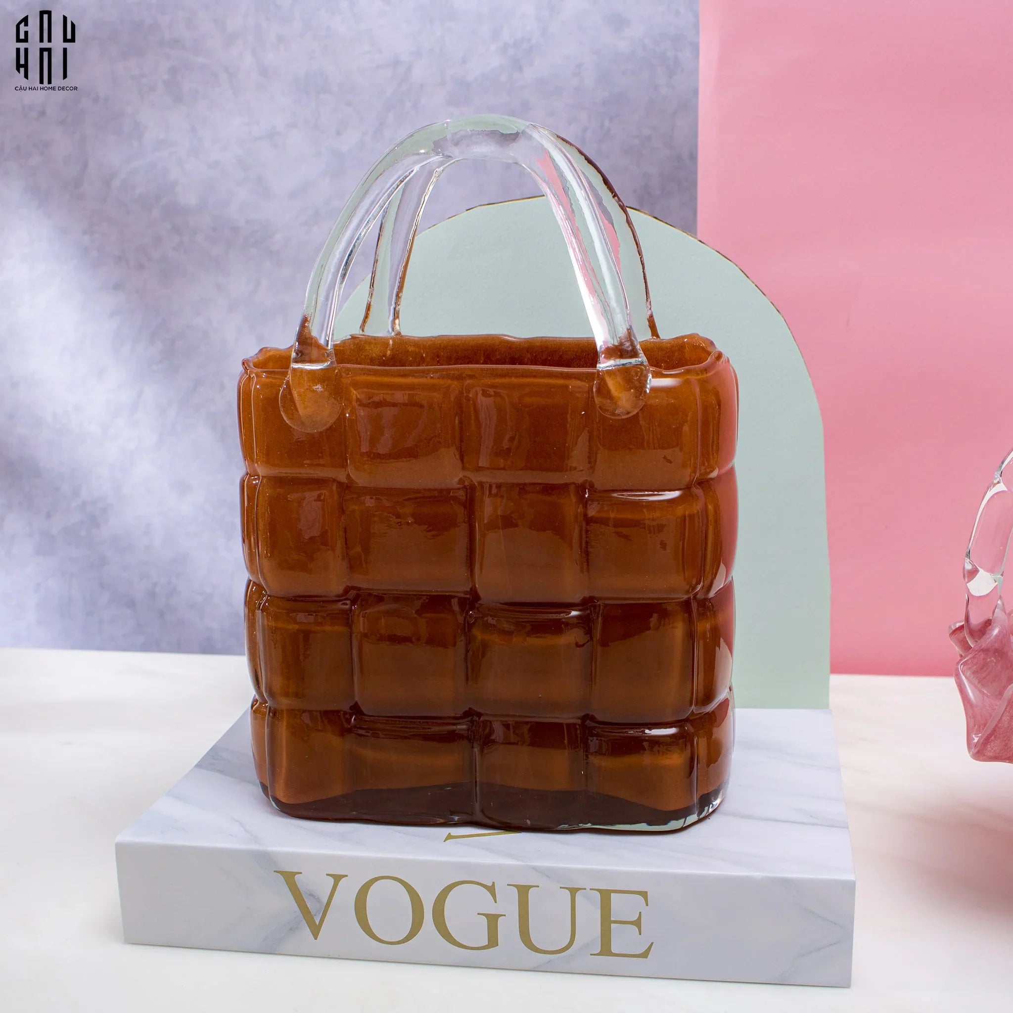 TÚI CẮM HOA THUỶ TINH LADY D.O - BROWN-CẬU HAI HOME DECOR