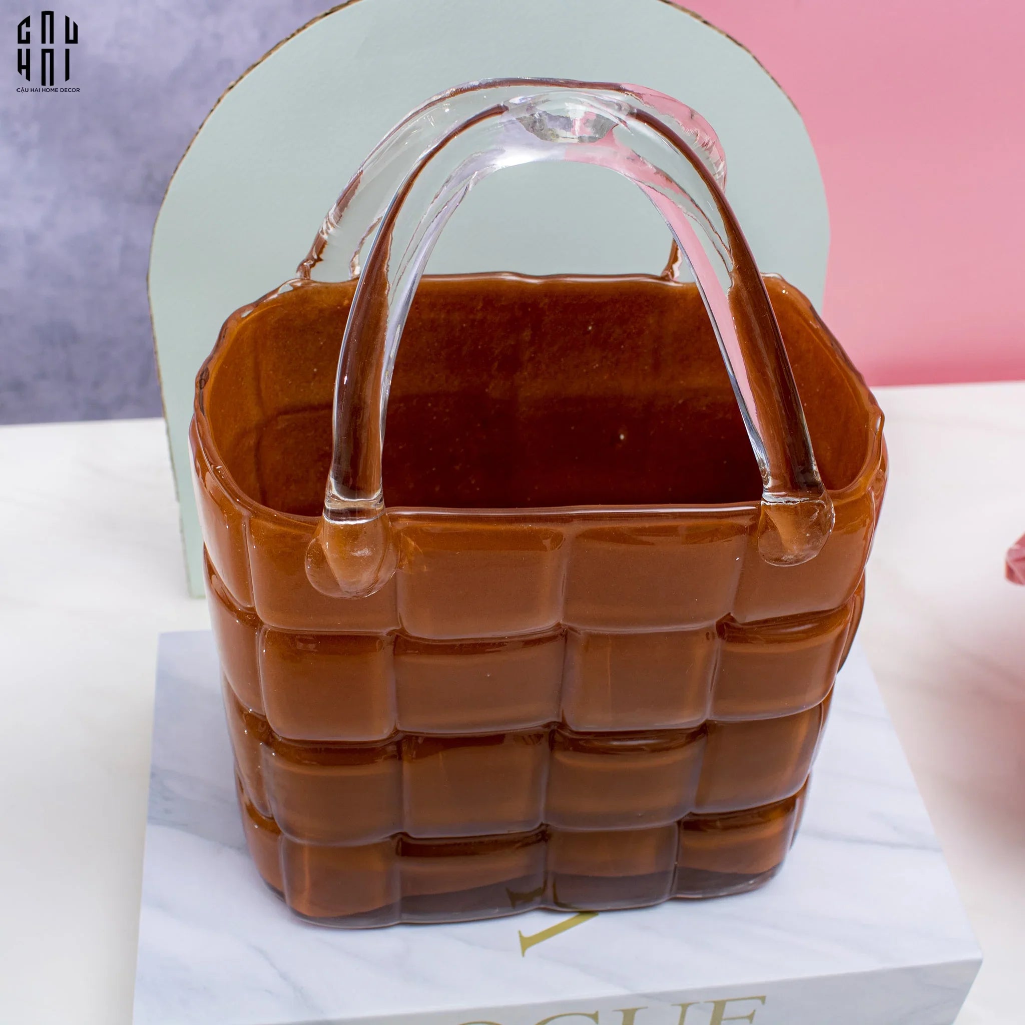 TÚI CẮM HOA THUỶ TINH LADY D.O - BROWN-CẬU HAI HOME DECOR