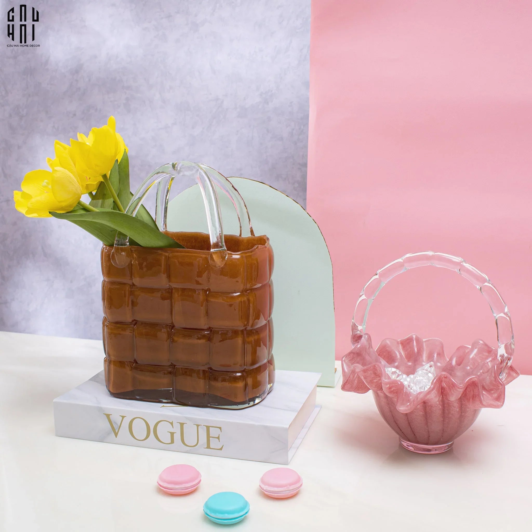 TÚI CẮM HOA THUỶ TINH LADY D.O - BROWN-CẬU HAI HOME DECOR