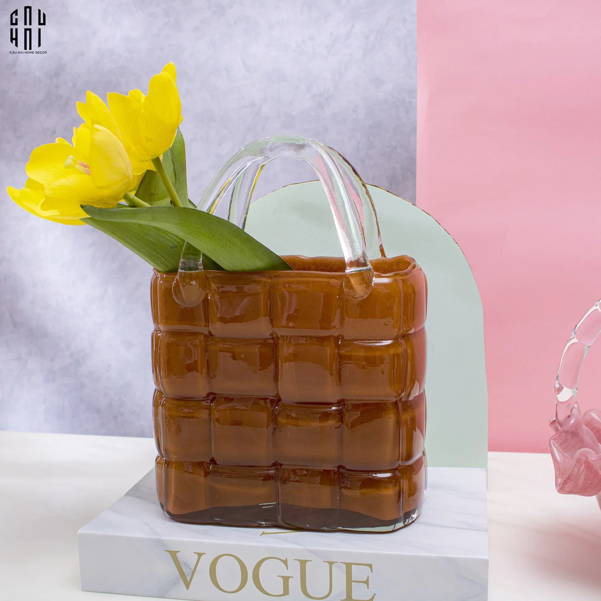 TÚI CẮM HOA THUỶ TINH LADY D.O - BROWN-CẬU HAI HOME DECOR