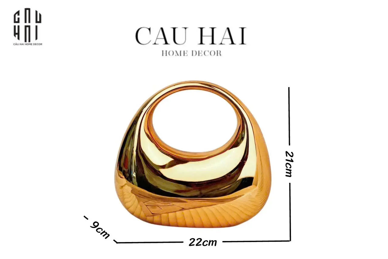 TÚI ĐEO CẦM TAY METALLIC GOLD ORB CLUTCH-CẬU HAI HOME DECOR