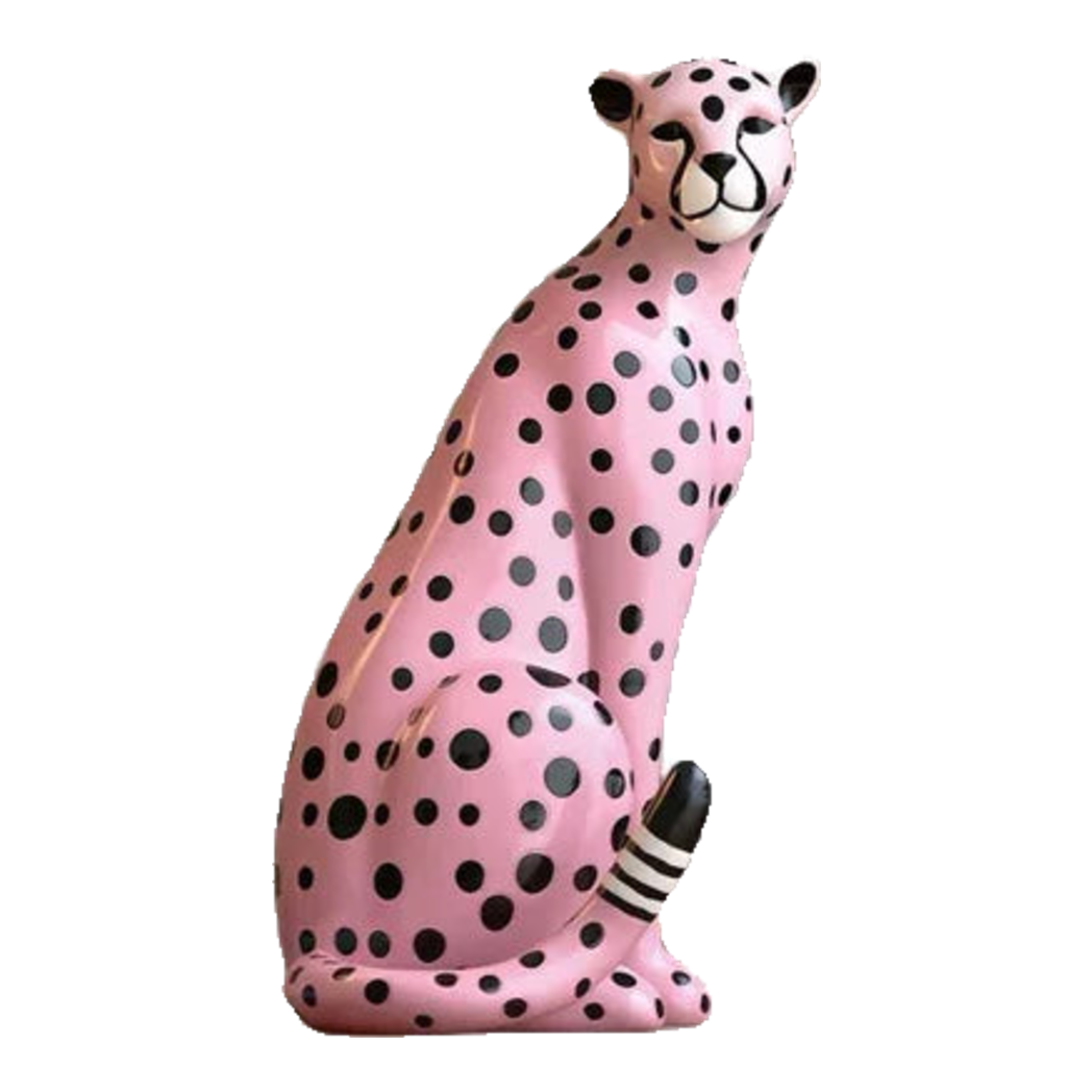 Maison Couture - Tượng Báo Hồng Gốm Sứ Pink Polka Leopard 22x32