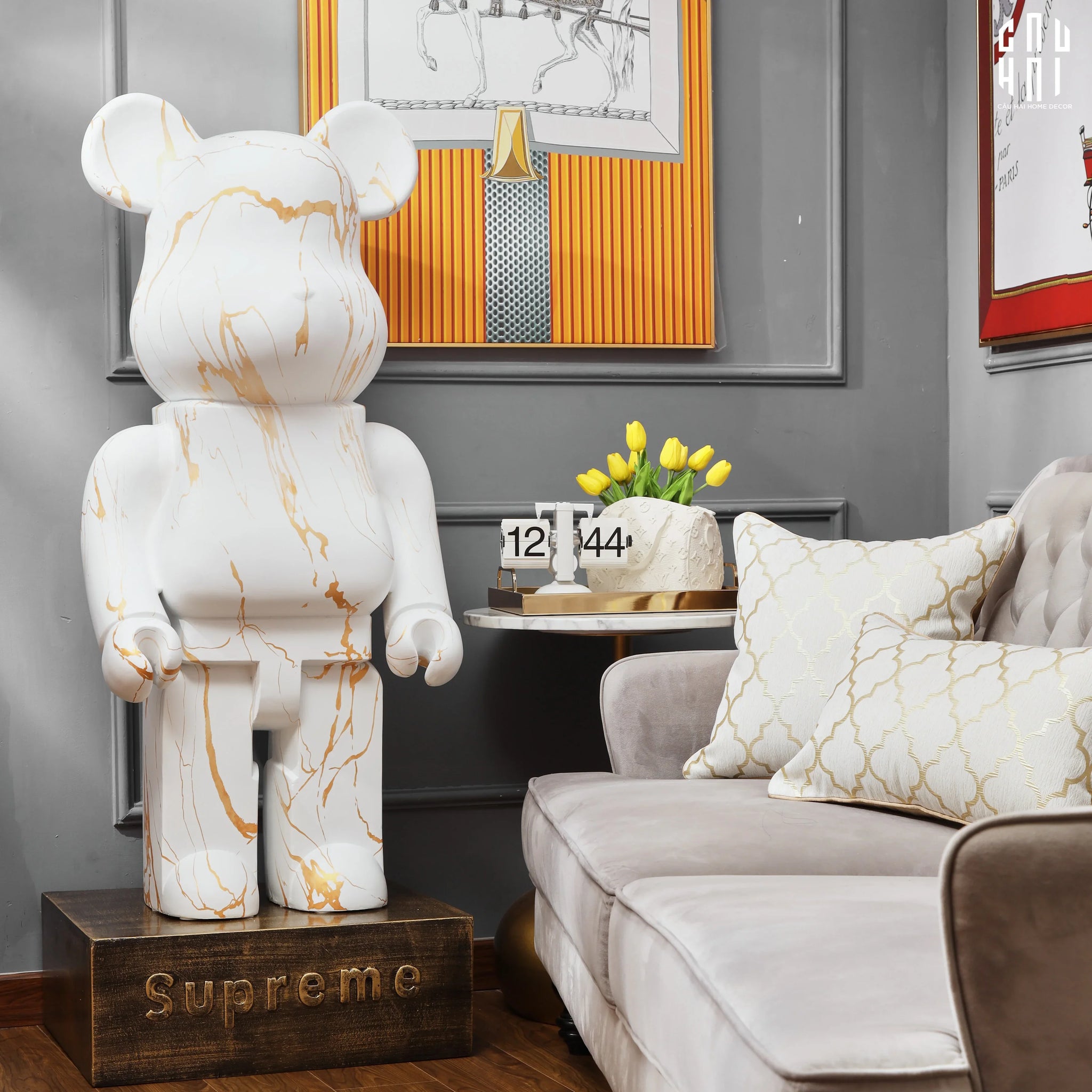 Tượng Bear Brick Marble 120Cm-CẬU HAI HOME DECOR