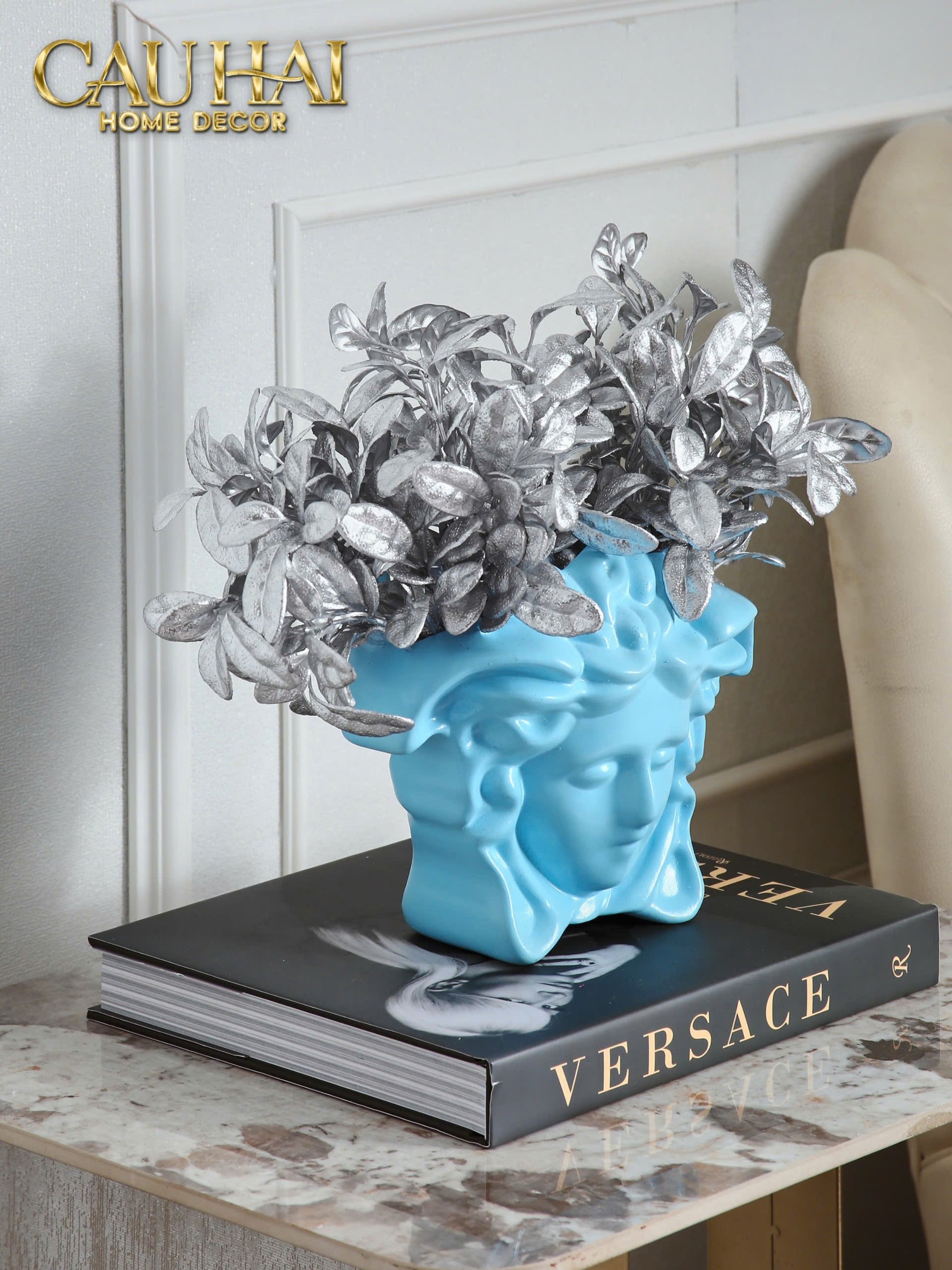 Tượng Bình Hoa Medusa Vs Signature Vase - Blue / Blanc - CẬU HAI HOME DECOR