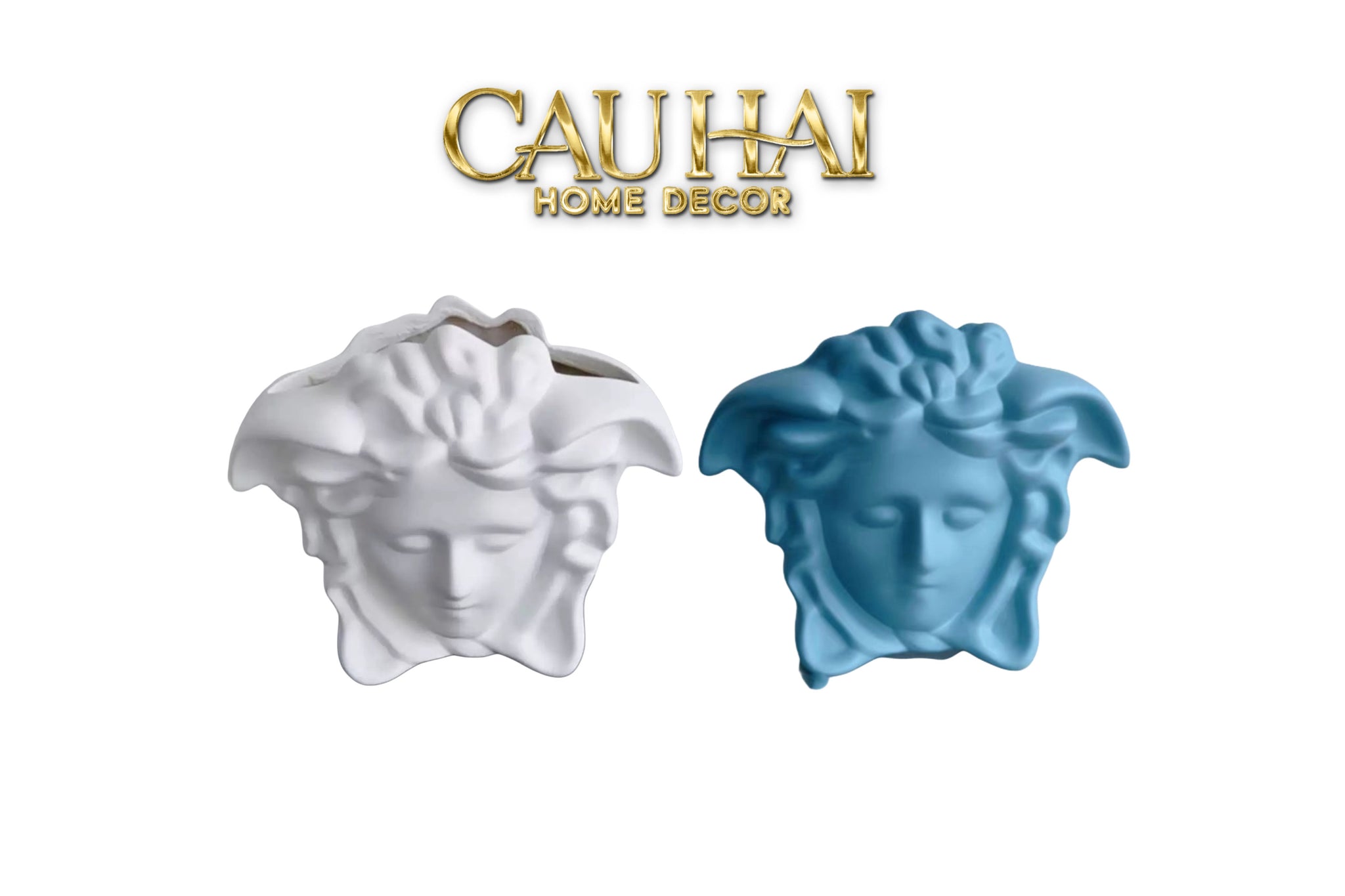 Tượng Bình Hoa Medusa Vs Signature Vase - Blue / Blanc - CẬU HAI HOME DECOR