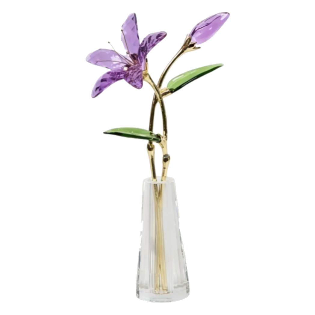 Tượng Bình Hoa Pha Lê Lily - Lys de Cristalleries Éclosion Violet H29