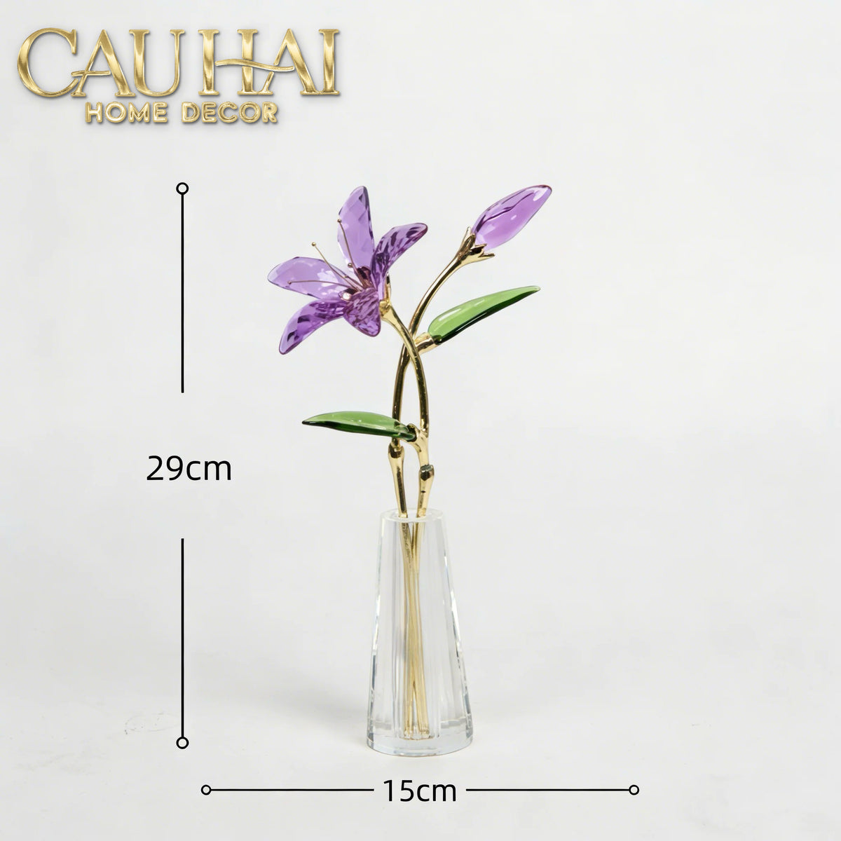 Tượng Bình Hoa Pha Lê Lily - Lys de Cristalleries Éclosion Violet H29-CẬU HAI HOME DECOR