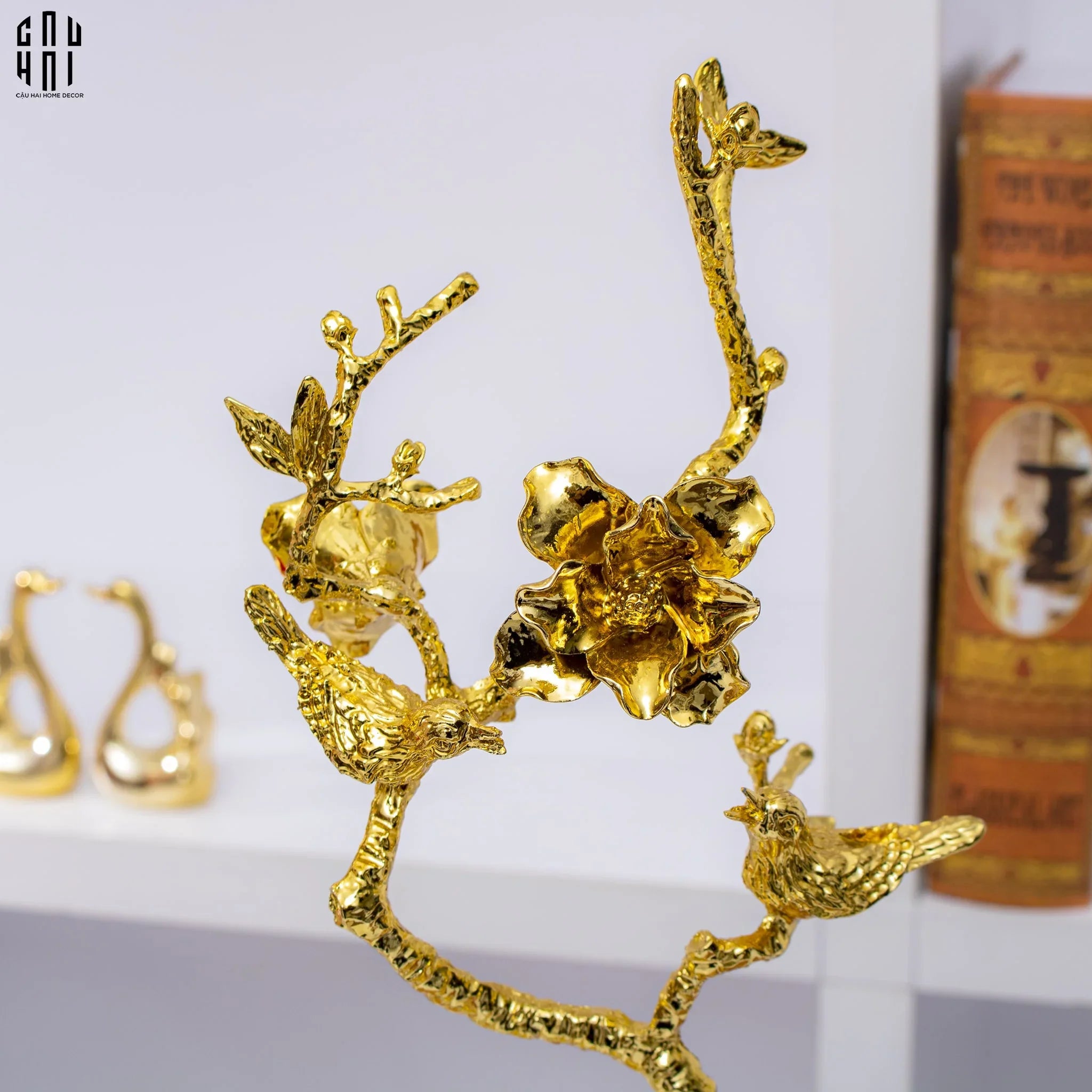 Tượng Blooming Bird Đá Florit Vert-CẬU HAI HOME DECOR