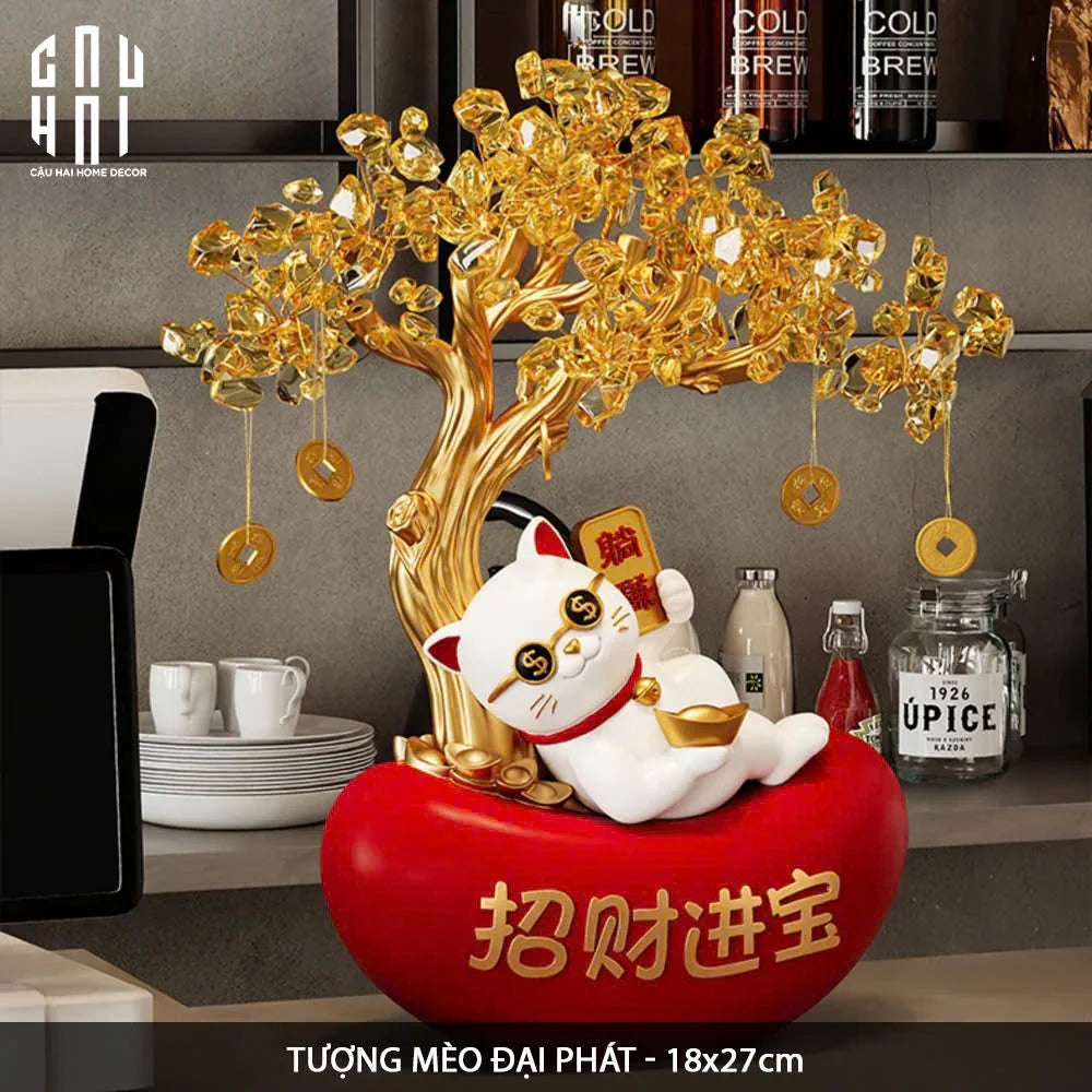 Tượng Cây Phú Quý Mèo Đại Phát 27-TƯỢNG TRANG TRÍ-Đối tác tại Trung Quốc theo từng đơn đặt hàng-CẬU HAI HOME DECOR